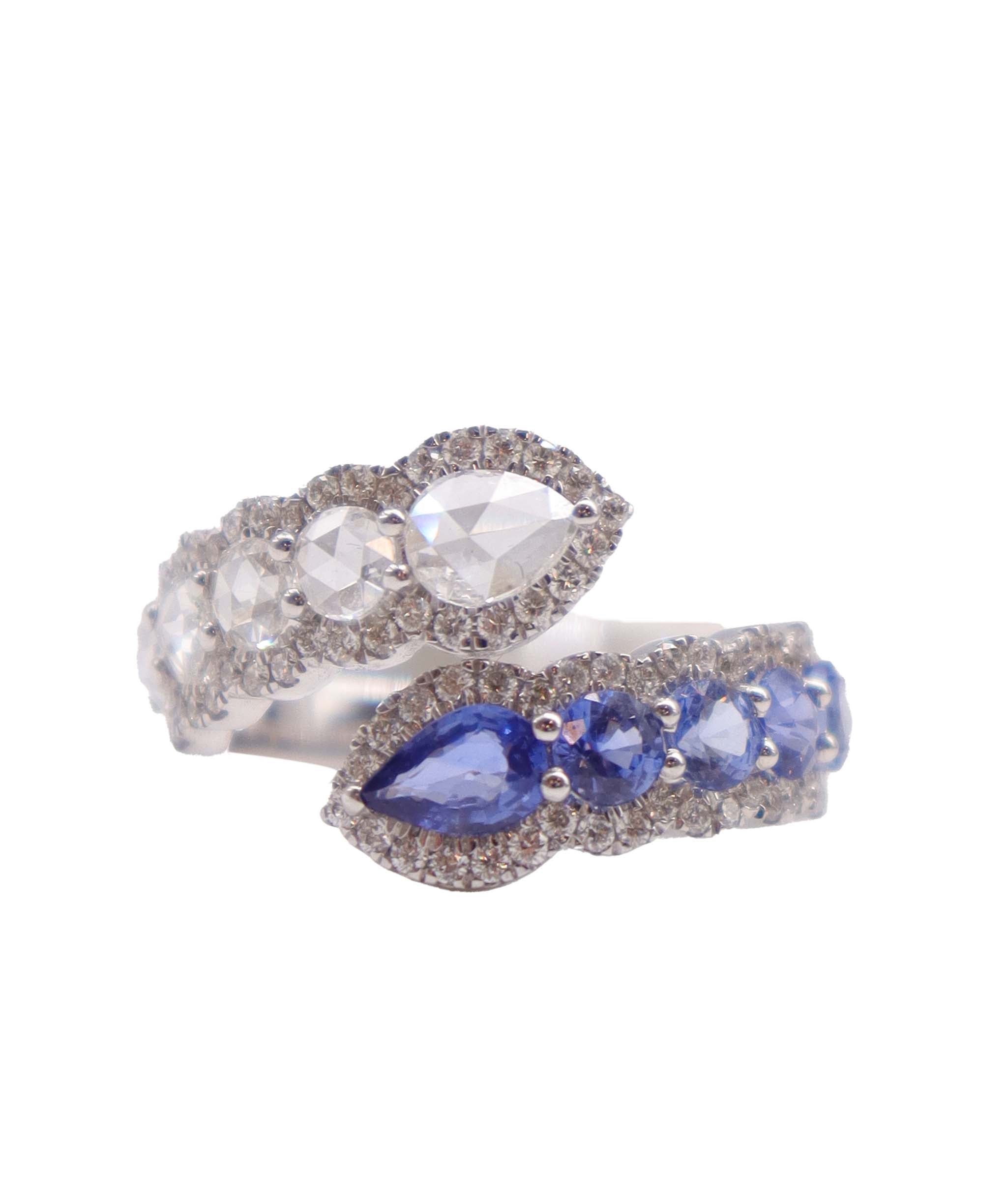 PEAR SHAPE ROSECUT WHITE ROSECUT SMALL DIAMONDS BLUE SAPPHIRE PEAR F.CUT (H) BLUE SAPPHIRE F.CUT (H) R3792