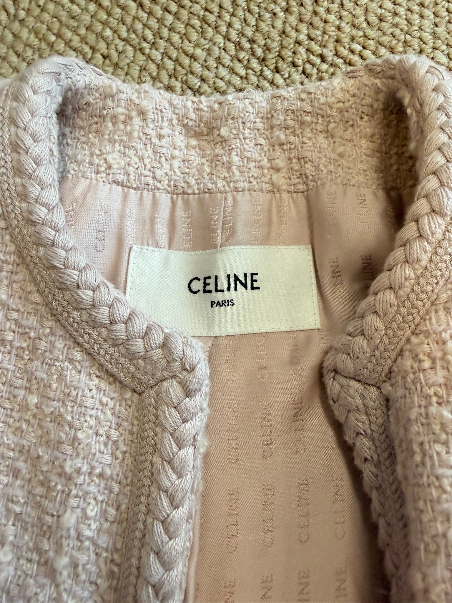 CELINE Tweed Jacket Blush Pink-Size 34