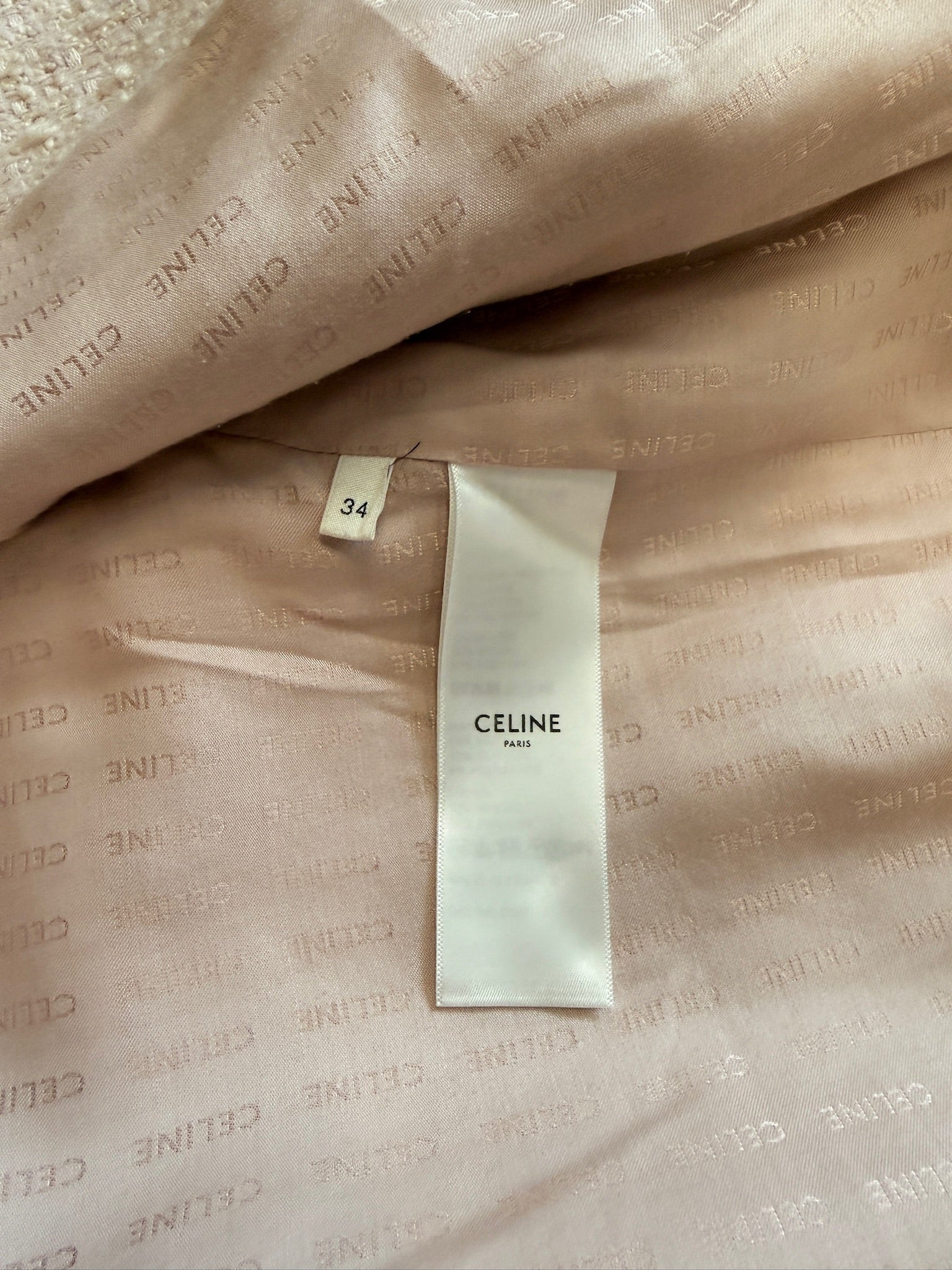 CELINE Tweed Jacket Blush Pink-Size 34