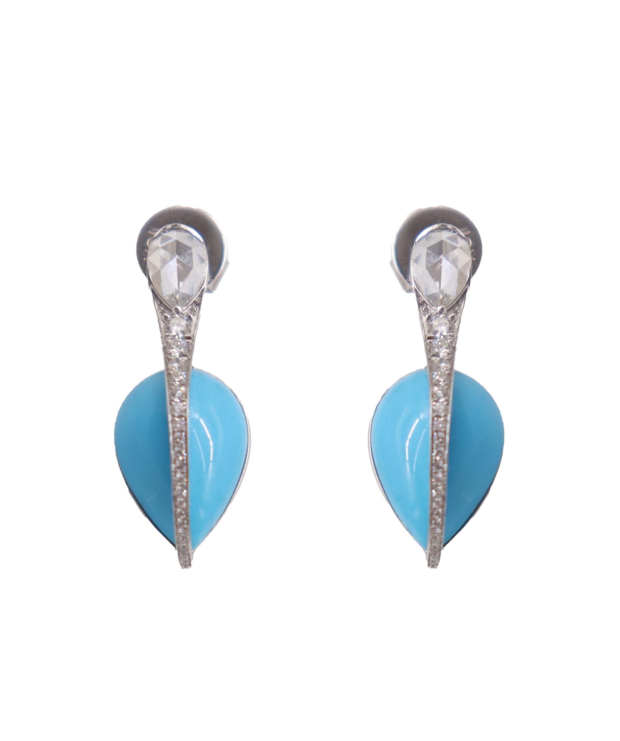 PEAR SHAPE ROSECUT SMALL DIAMONDS TURQUOISE PEAR E7573