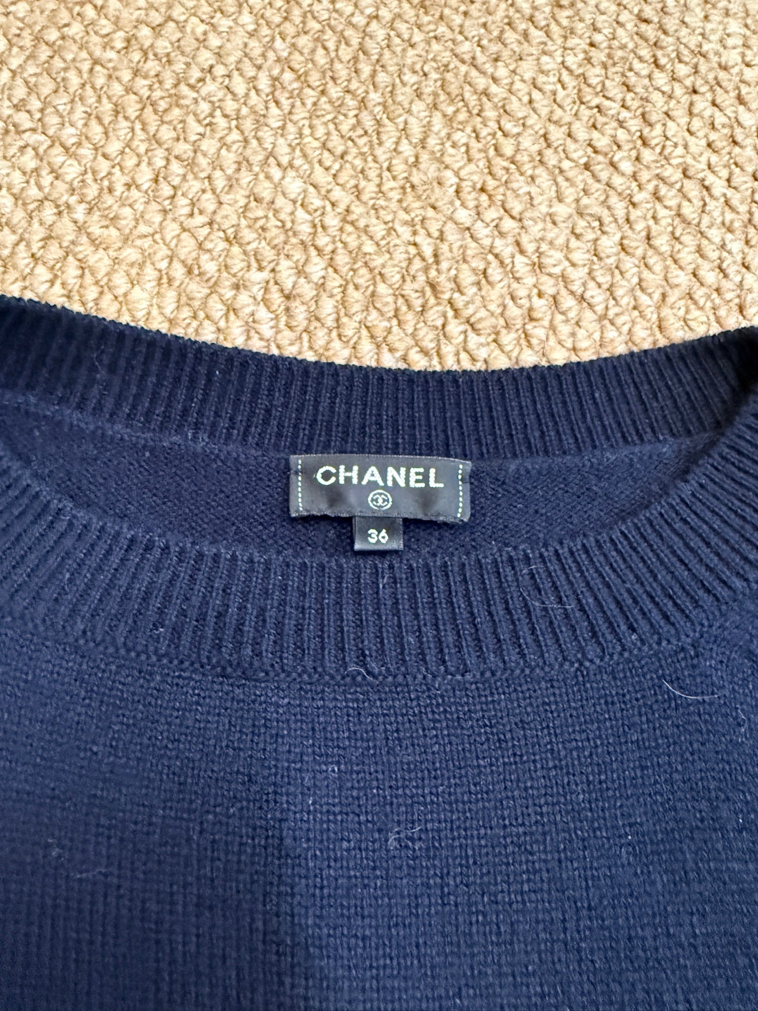 Chanel Striped Long-Sleeve Cashmere Mini Dress - Size FR 36