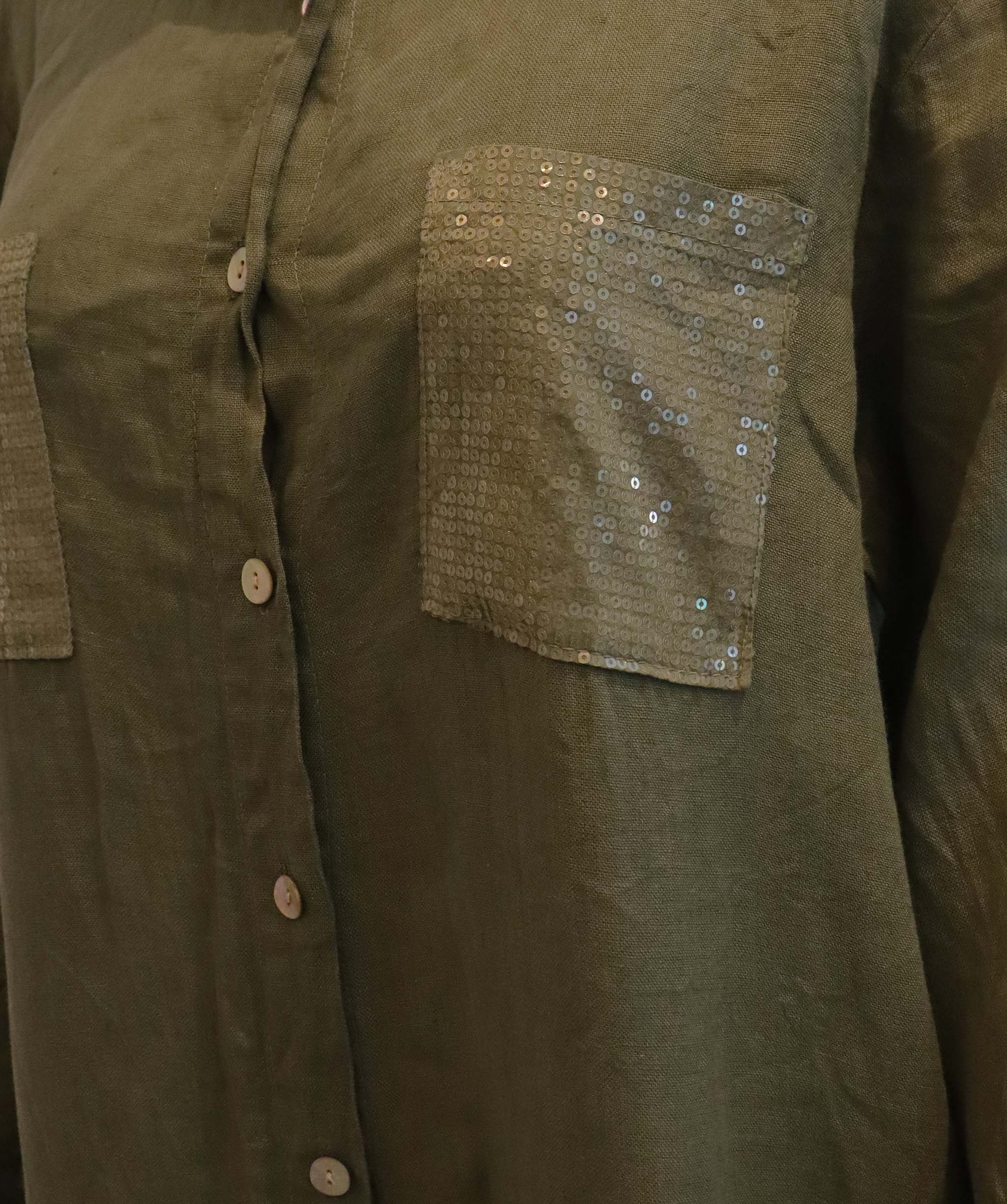 Khaki linen dress AGC3668