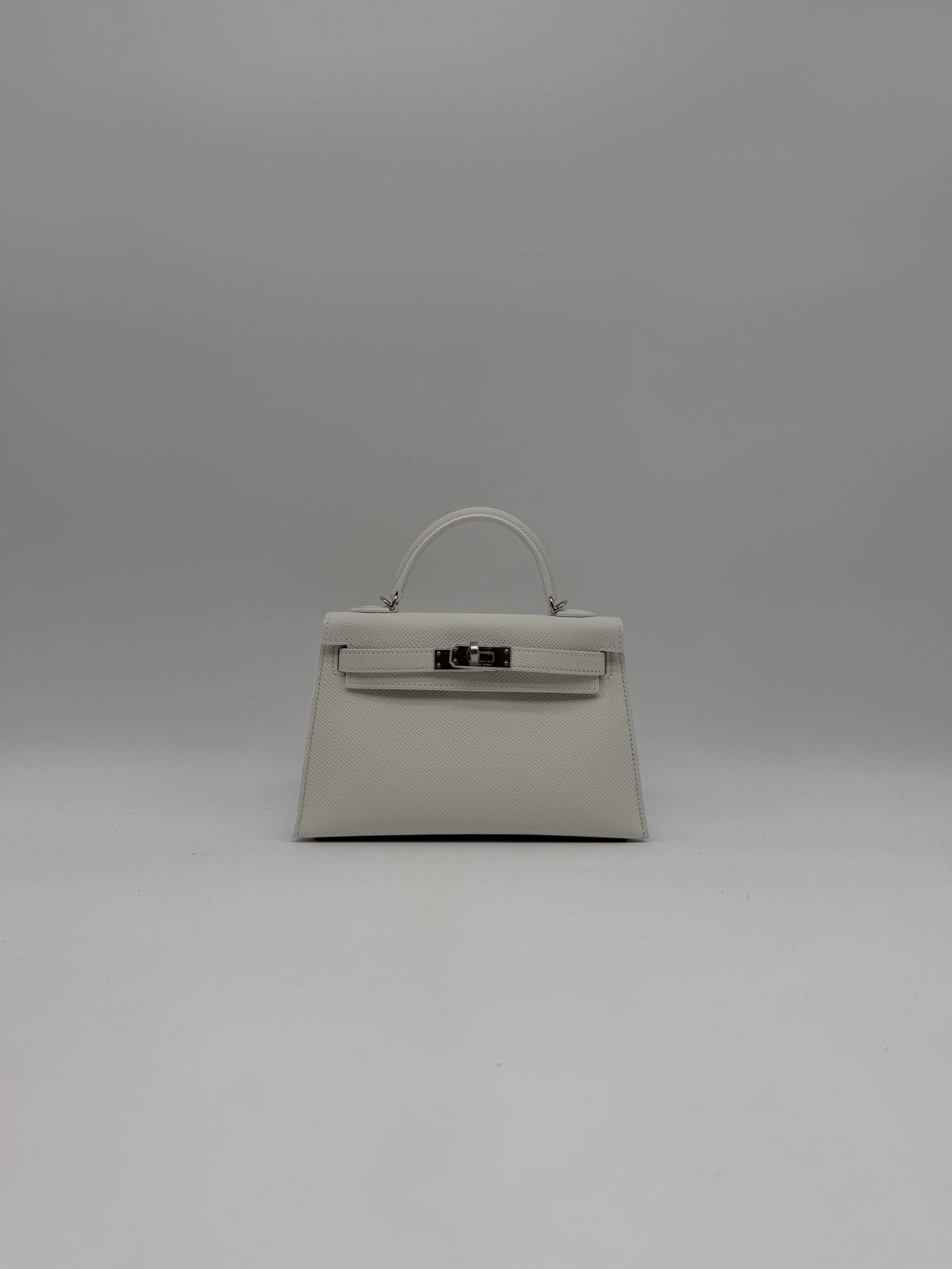 Hermès Mini Kelly White Epsom Palladium Hardware