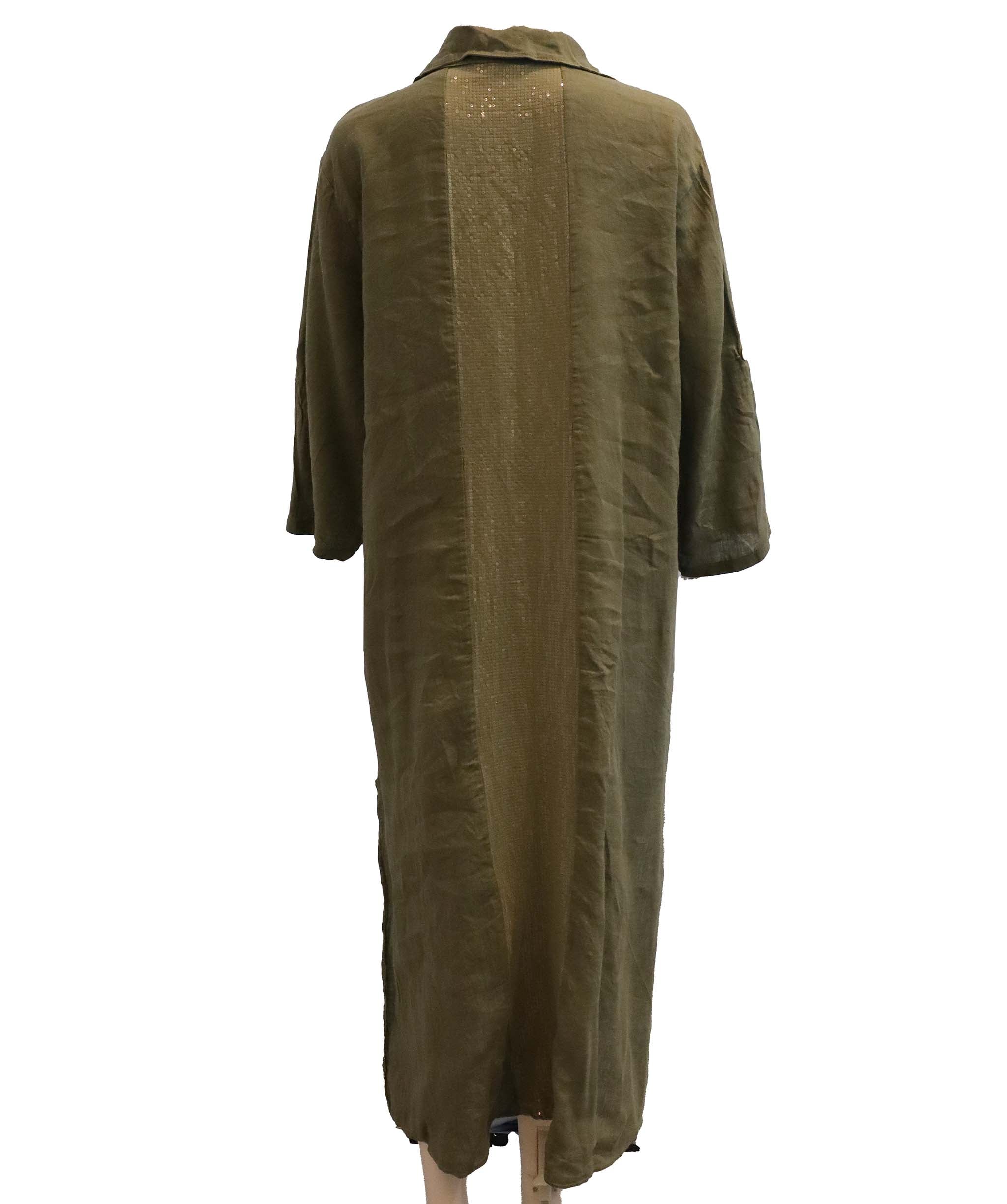 Khaki linen dress AGC3668