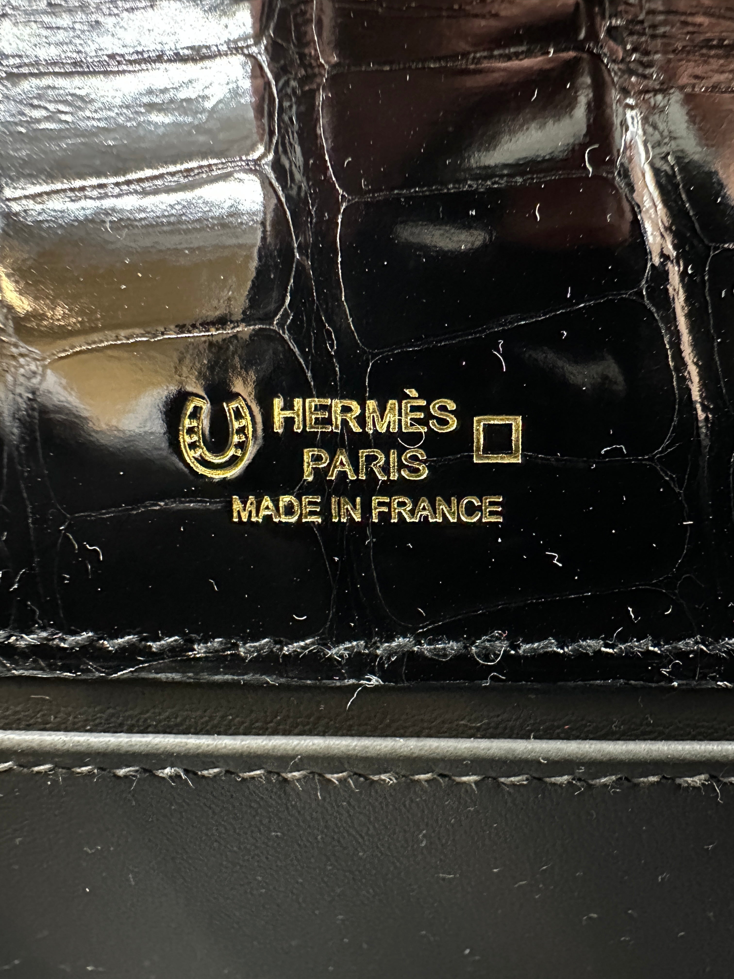 Hermès Kelly Pochette HSS Black/Graphite Shiny Alligator Gold Hardware