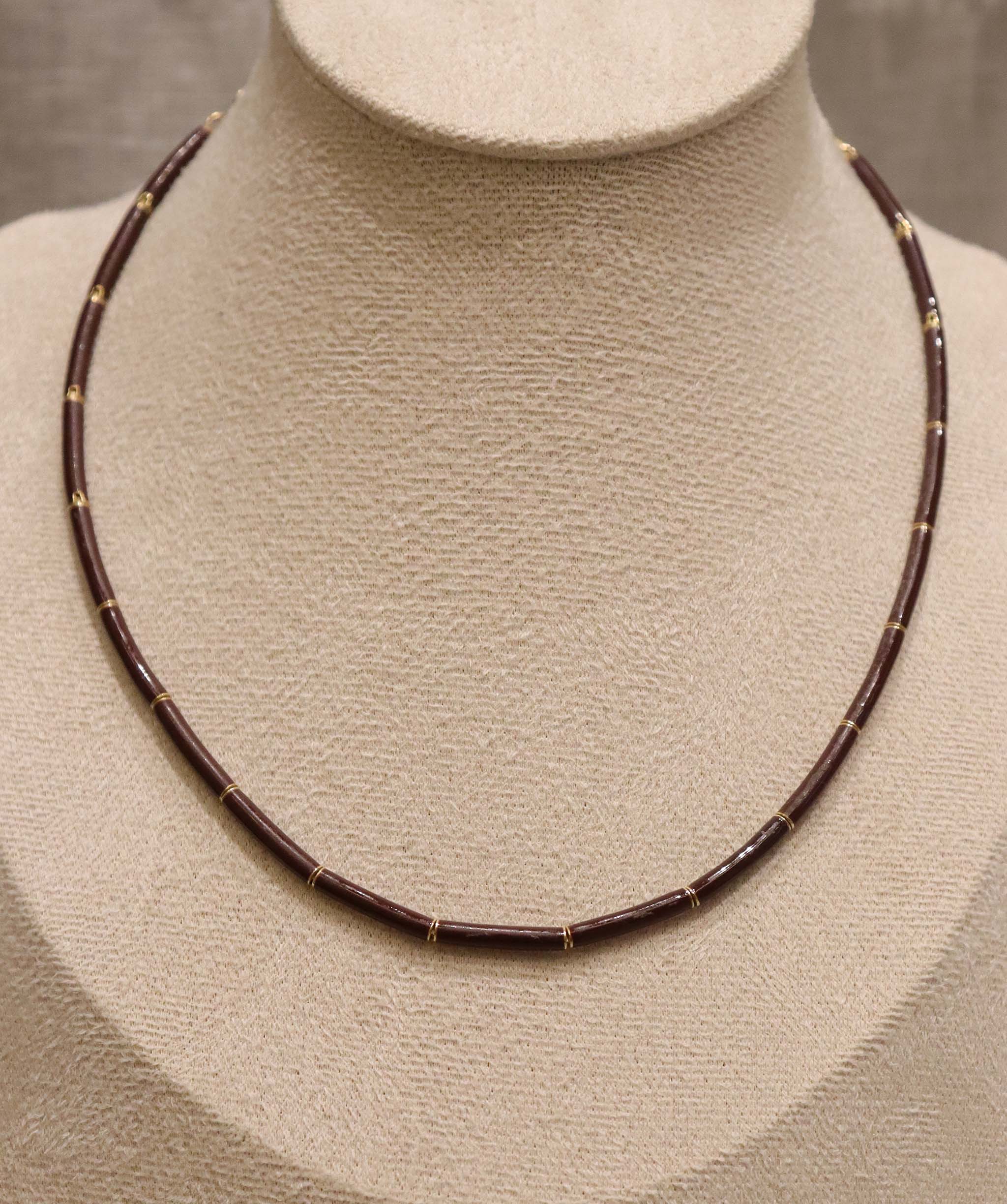 Chocolate enamel diamond necklace AGC3681