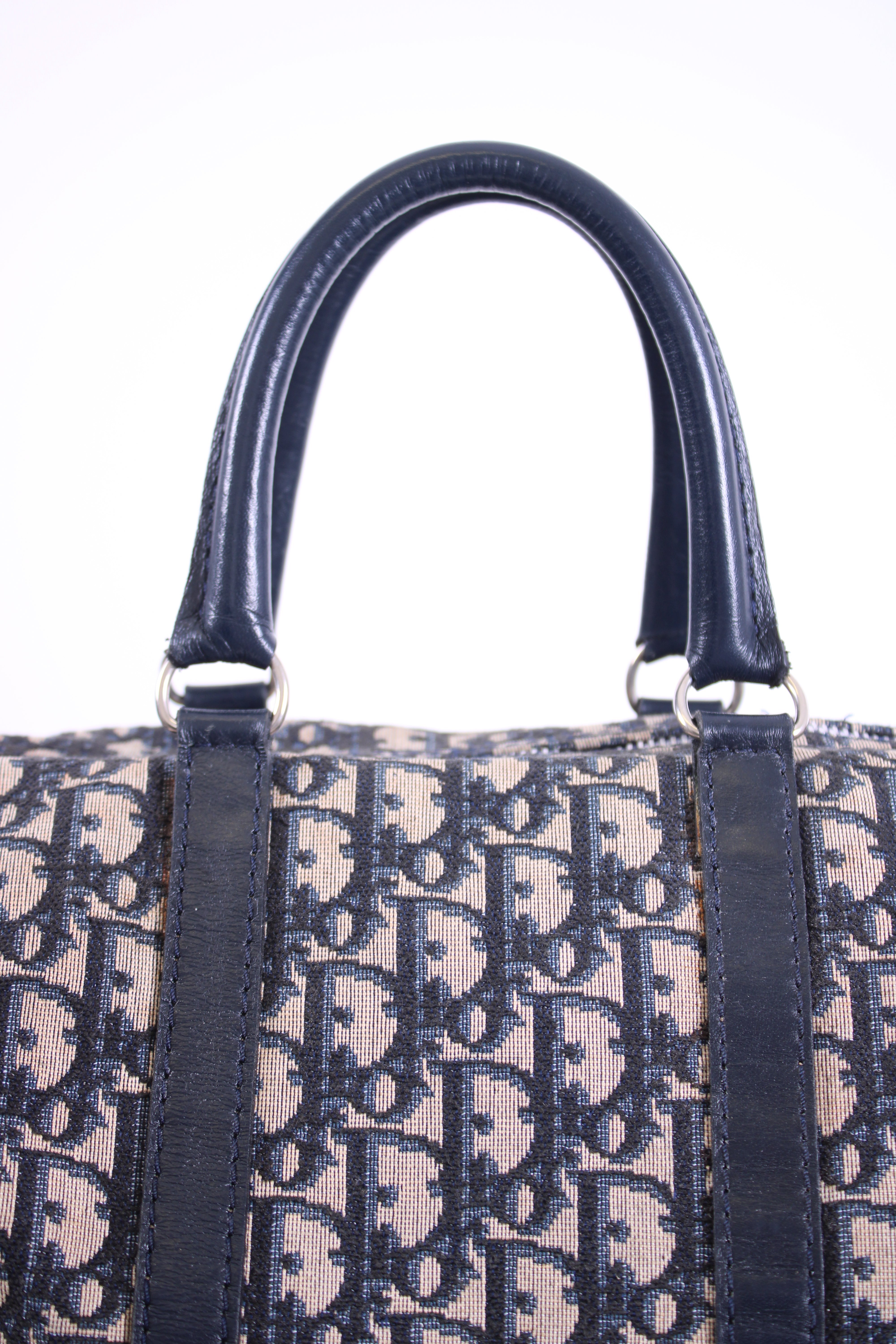 Christian Dior Oblique Monogram Boston Bag Beige/ Navy 30