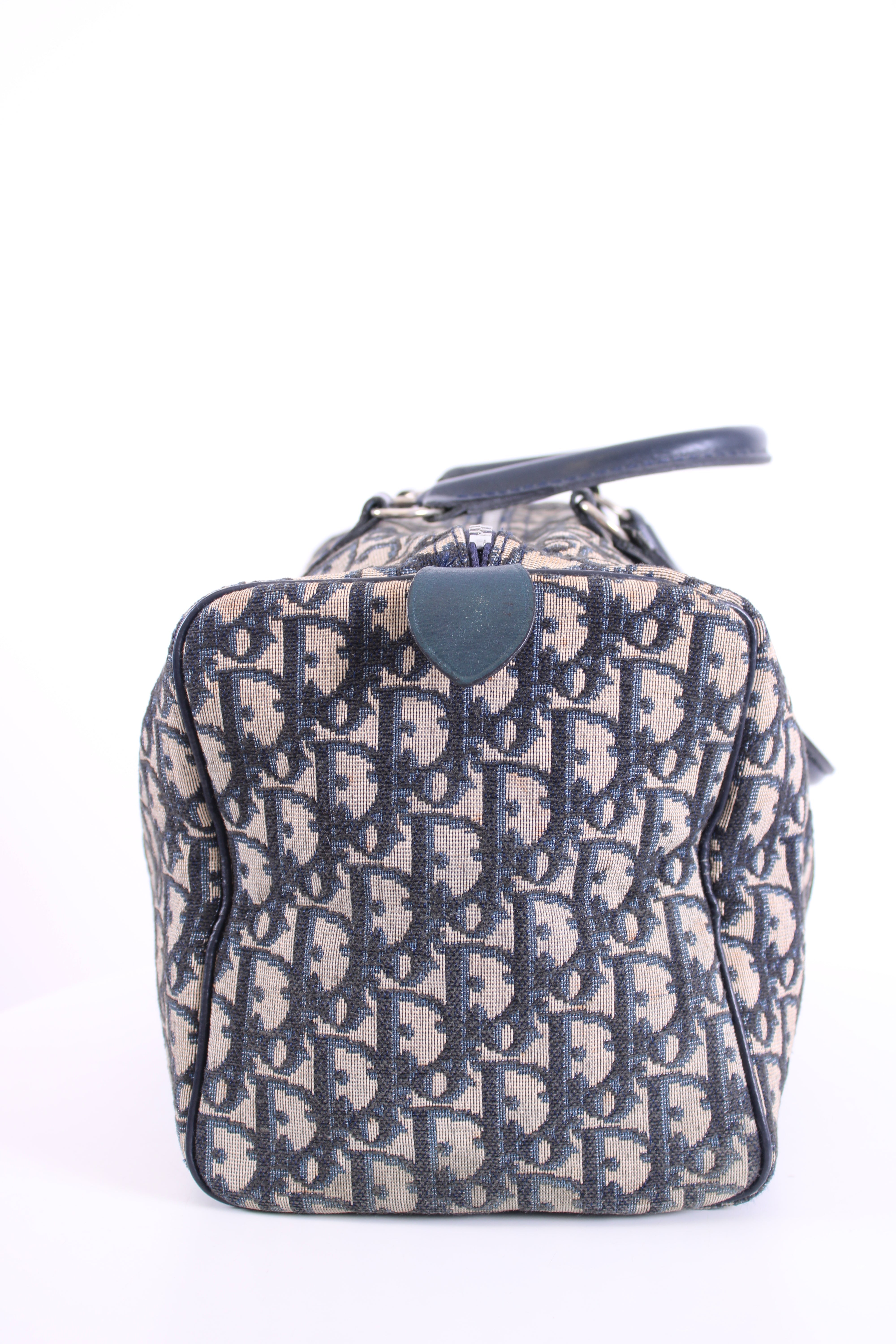 Christian Dior Oblique Monogram Boston Bag Beige/ Navy 30