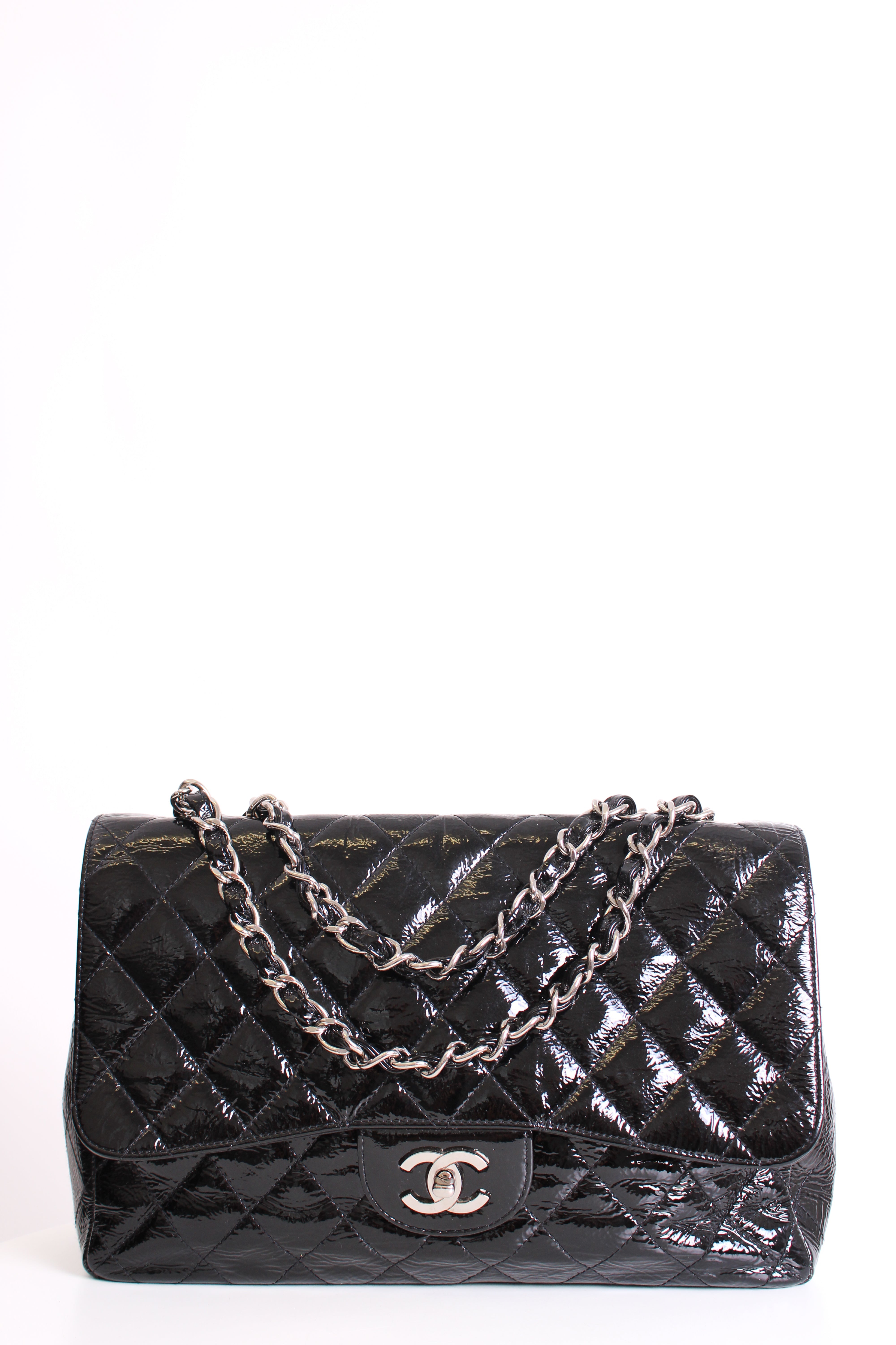 Chanel Patent Medium Classic Flap Bag Black