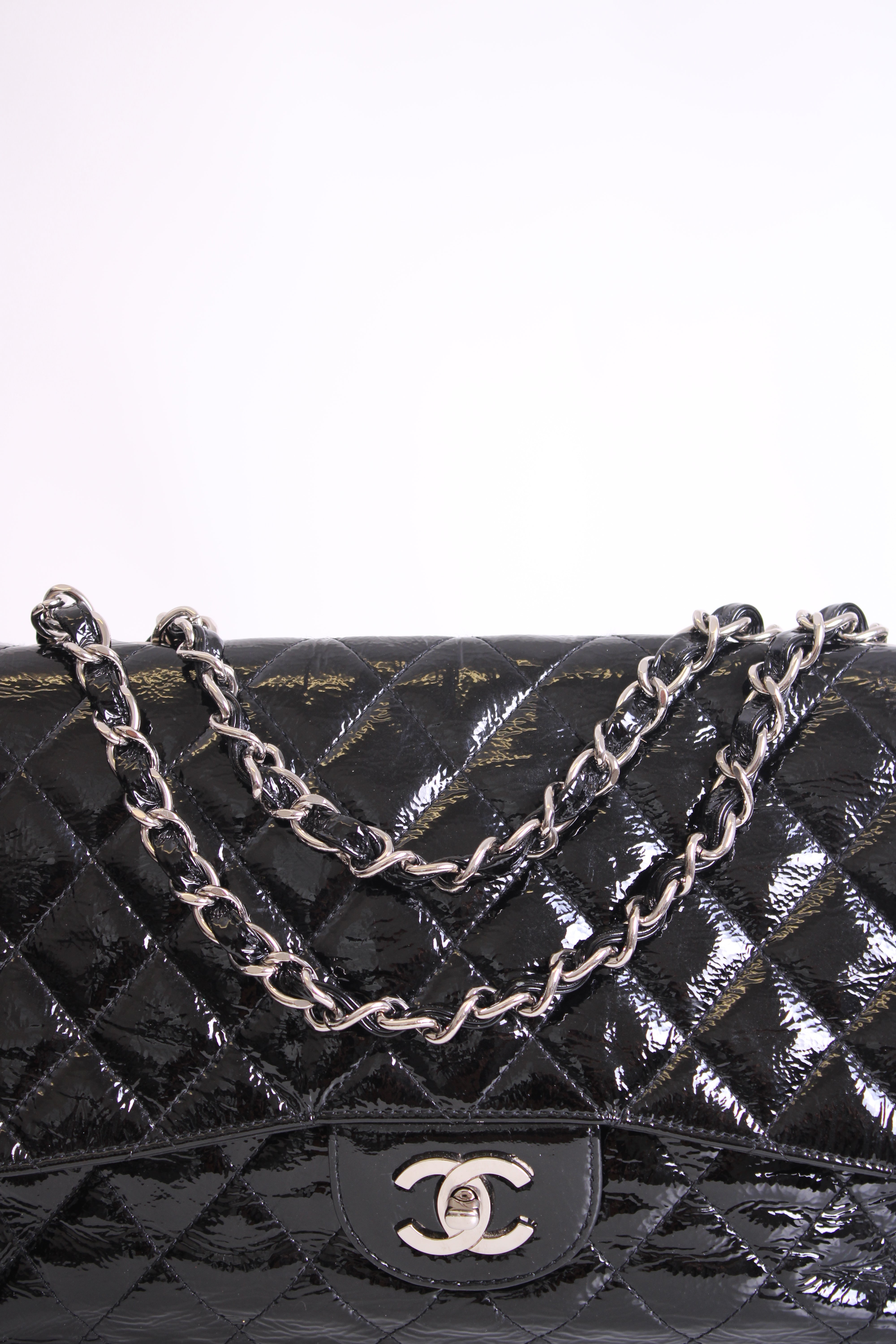Chanel Patent Medium Classic Flap Bag Black