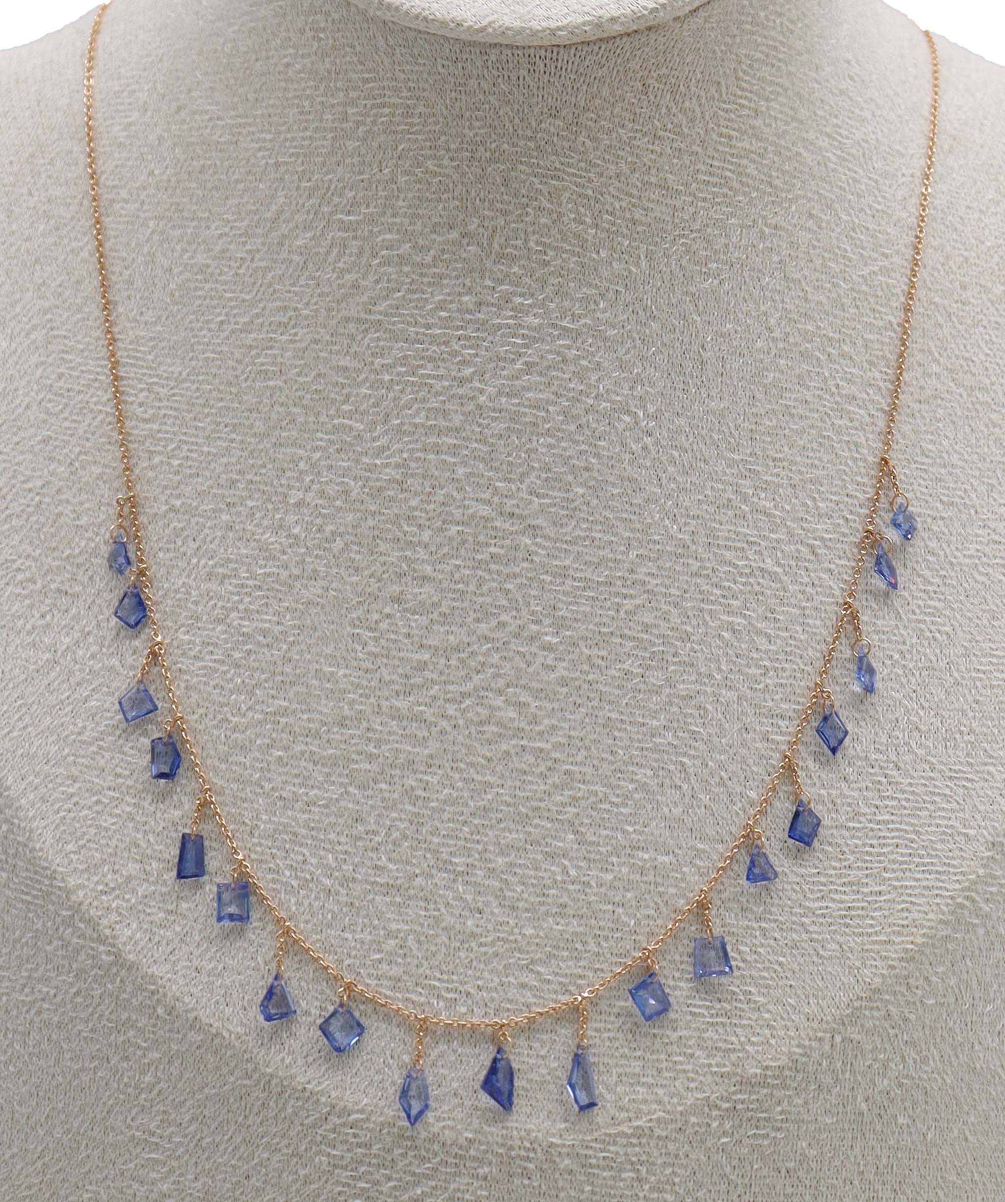 By Sabrina the royal guardian necklace TW-5.36ct Gold-2.79g 18" Blue sapphire C12975