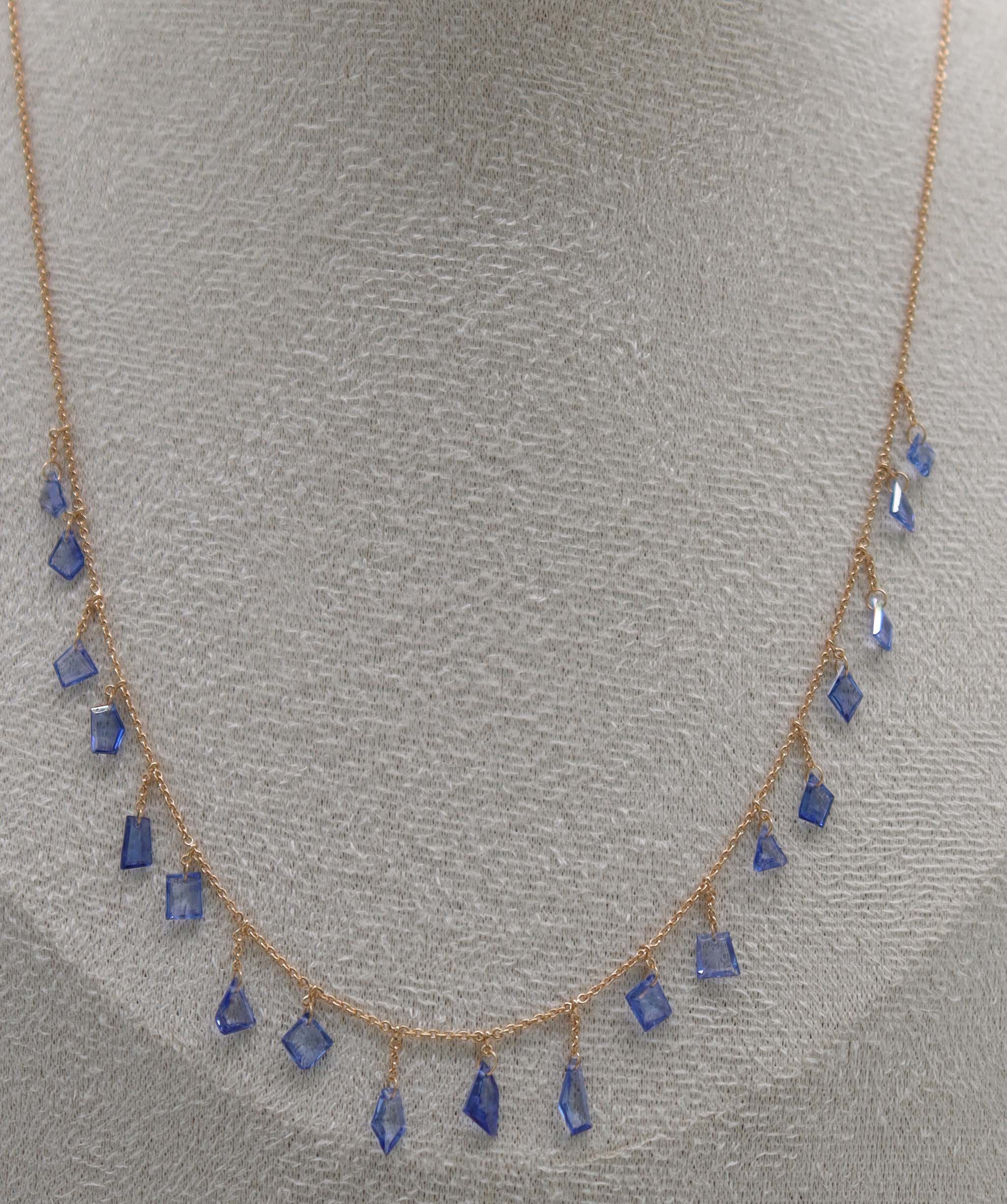 By Sabrina the royal guardian necklace TW-5.36ct Gold-2.79g 18" Blue sapphire C12975