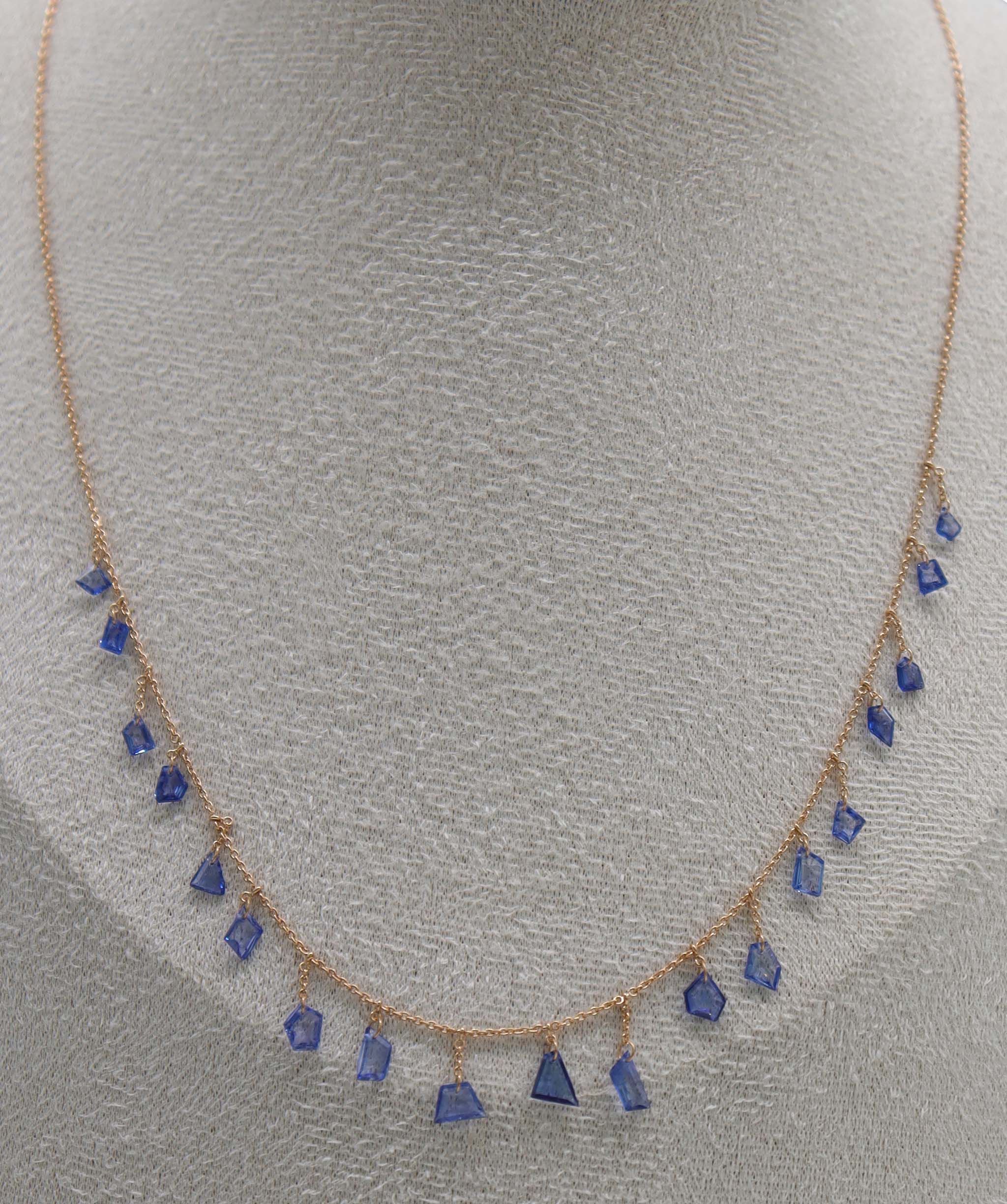 By Sabrina the superhero necklace TW-4.66ct Gold-2.90g 18" Blue sapphire C12974