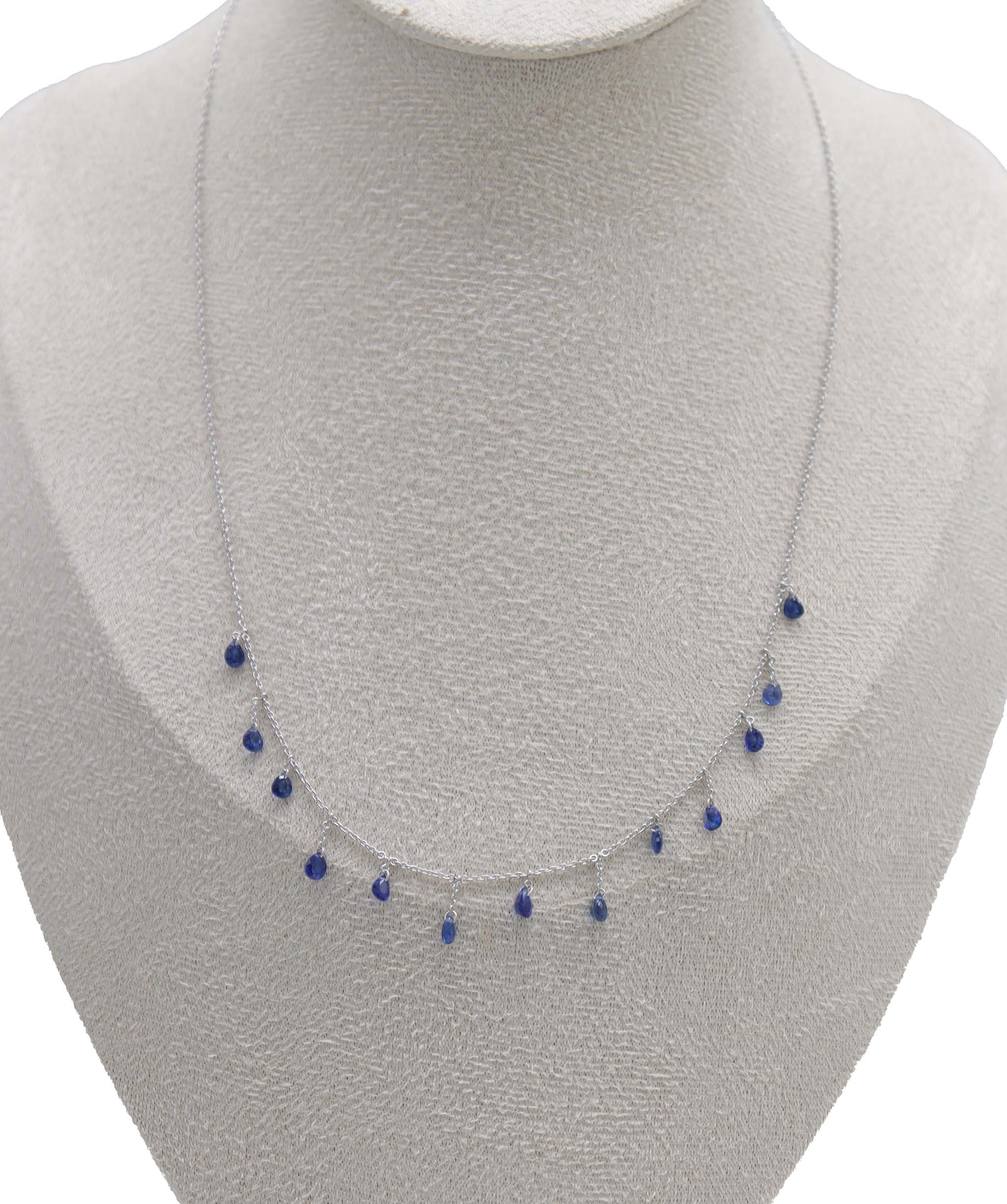 By Sabrina the knights necklace TW-2.90ct Gold-2.66g 18" Blue sapphire C12524