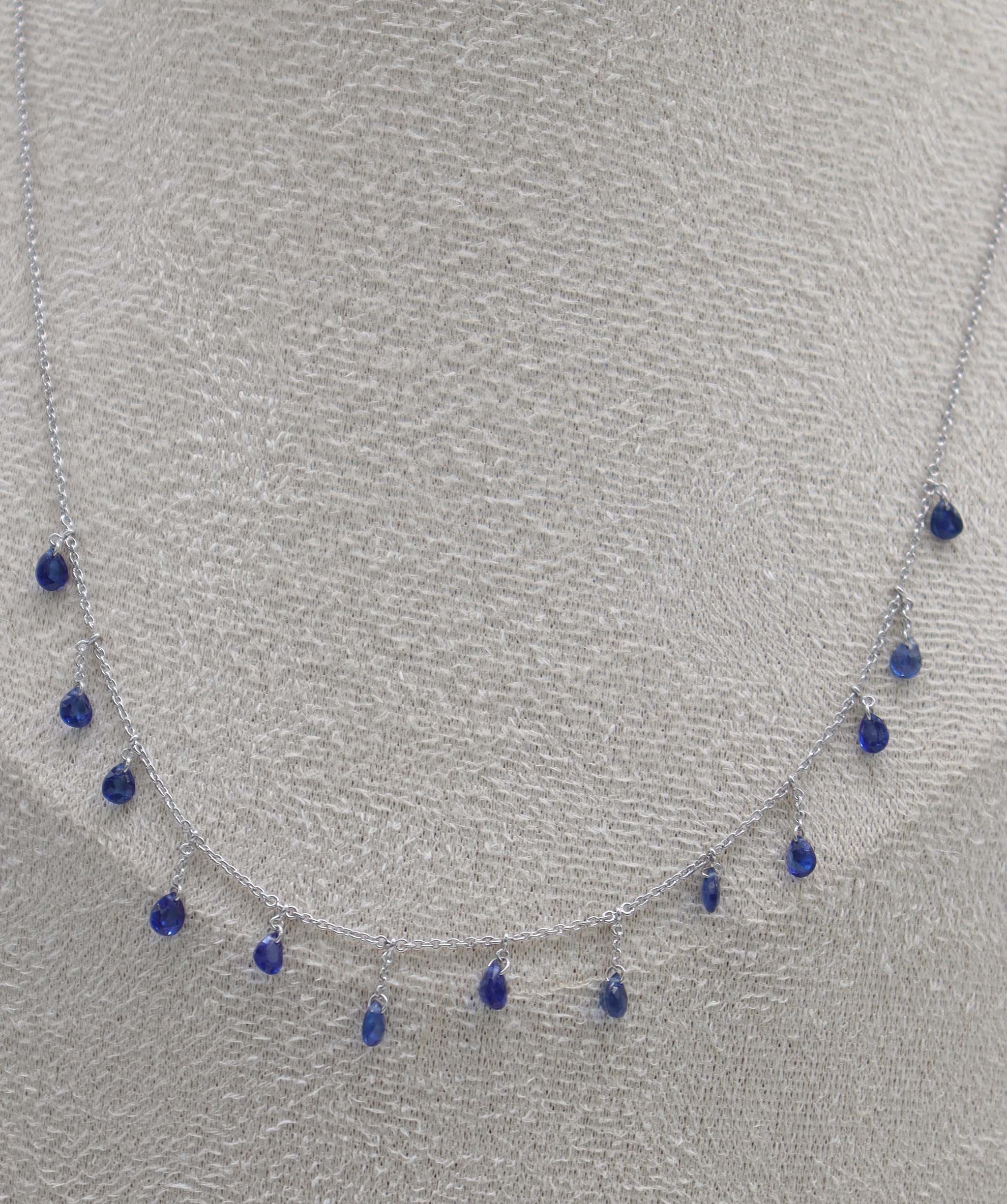 By Sabrina the knights necklace TW-2.90ct Gold-2.66g 18" Blue sapphire C12524