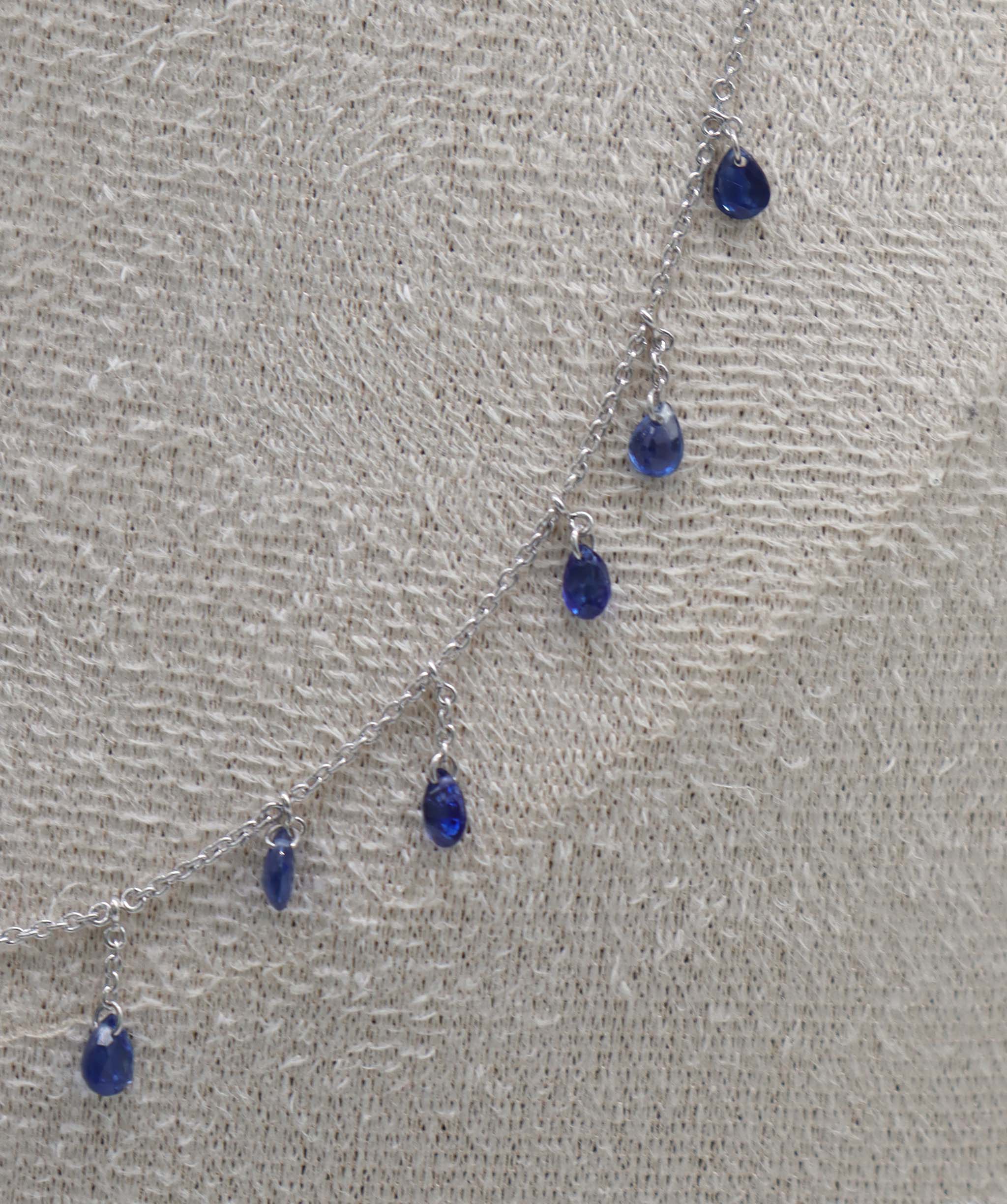 By Sabrina the knights necklace TW-2.90ct Gold-2.66g 18" Blue sapphire C12524