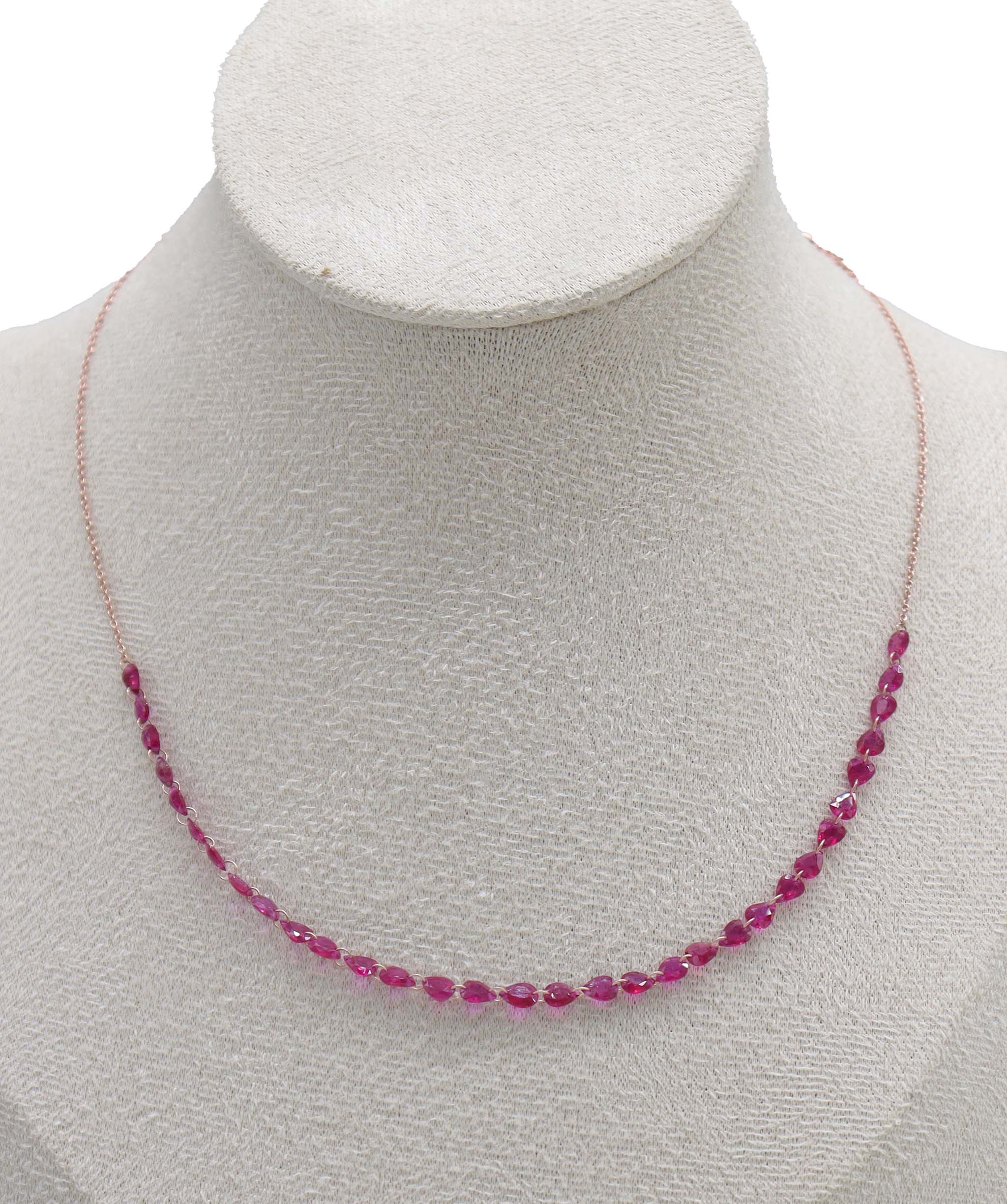 By Sabrina the bloody royal ruby necklace TW-6.91CT Gold-2.07g 18" Ruby Pear C12976