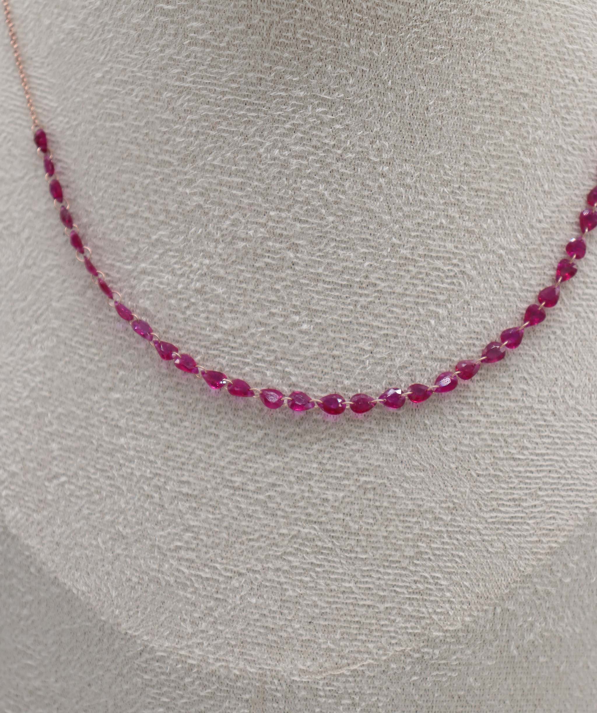 By Sabrina the bloody royal ruby necklace TW-6.91CT Gold-2.07g 18" Ruby Pear C12976
