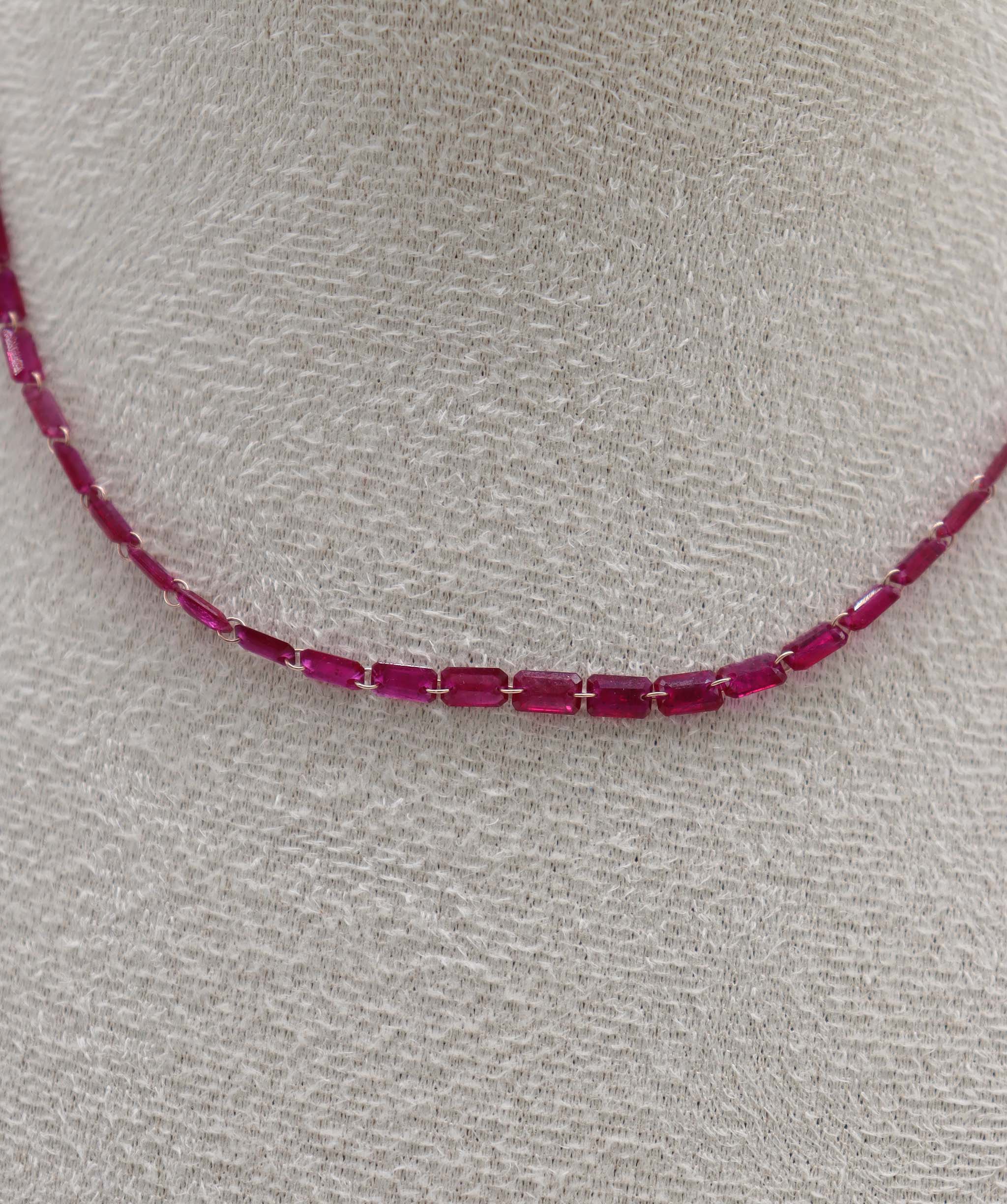 By Sabrina the princess Ruby necklace TW-9.63ct Gold-1.91g 18" Ruby C12977