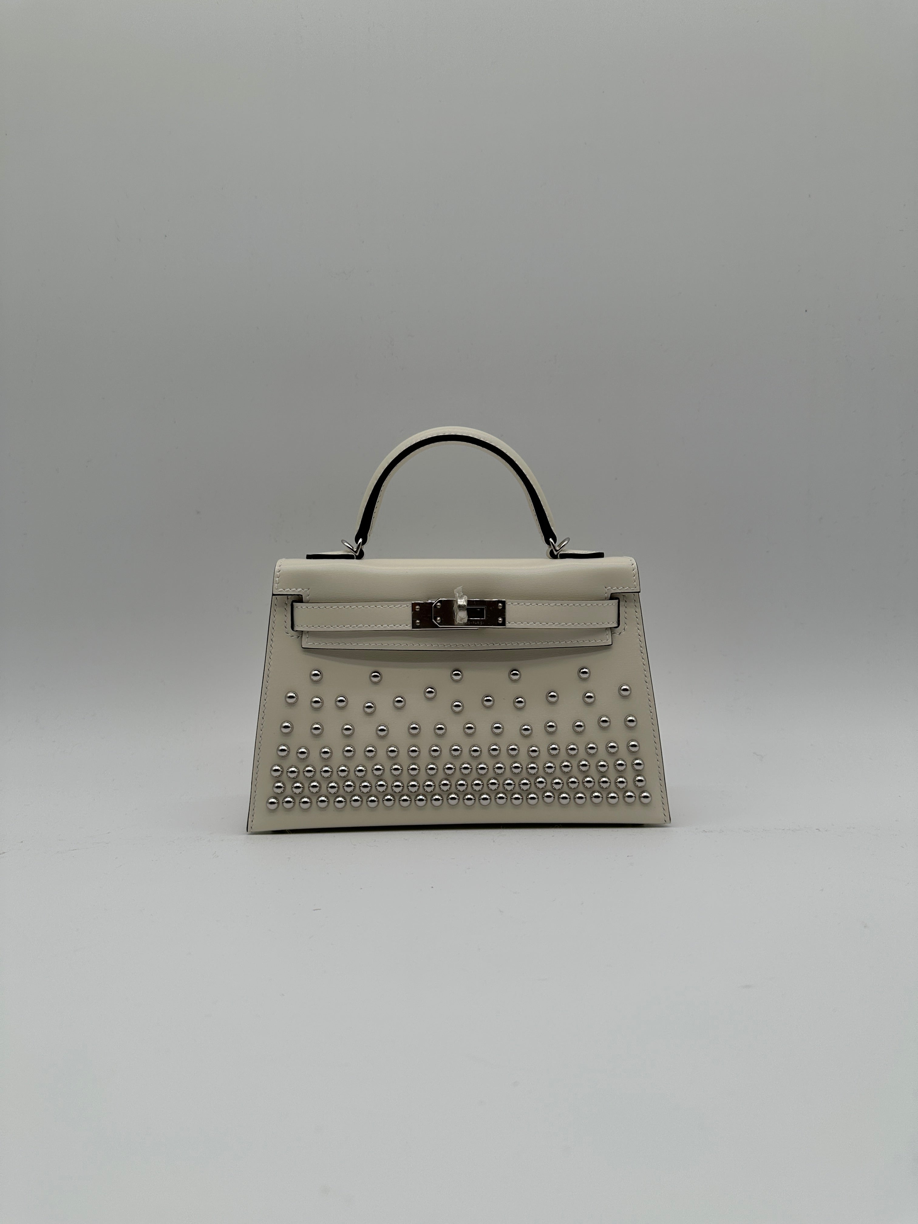 Hermès Mini Kelly Cloute Cream Palladium Hardware G