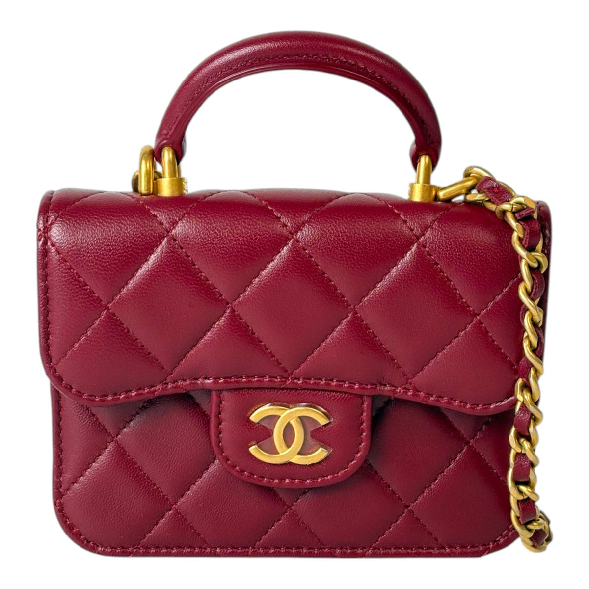 Chanel Quilted Lambskin Micro Handle Flap Bag
