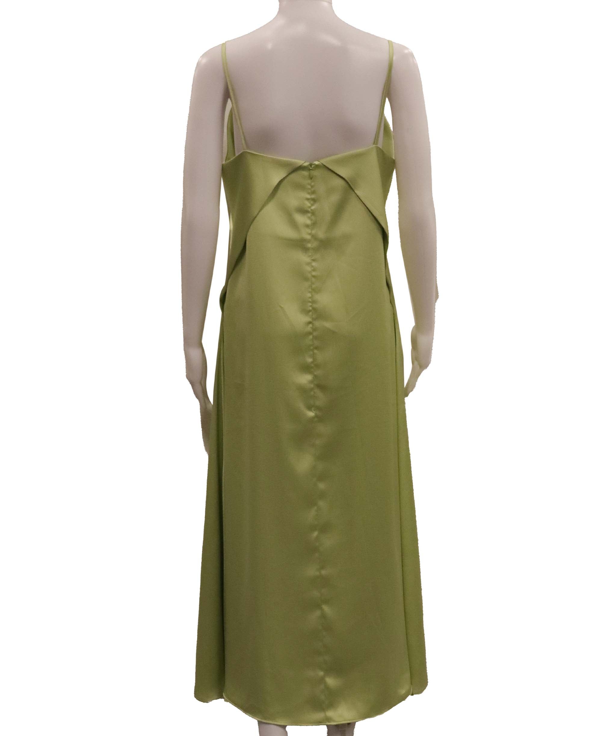 Elegant Mint Satin Midi dress Medium size DXBCS0729