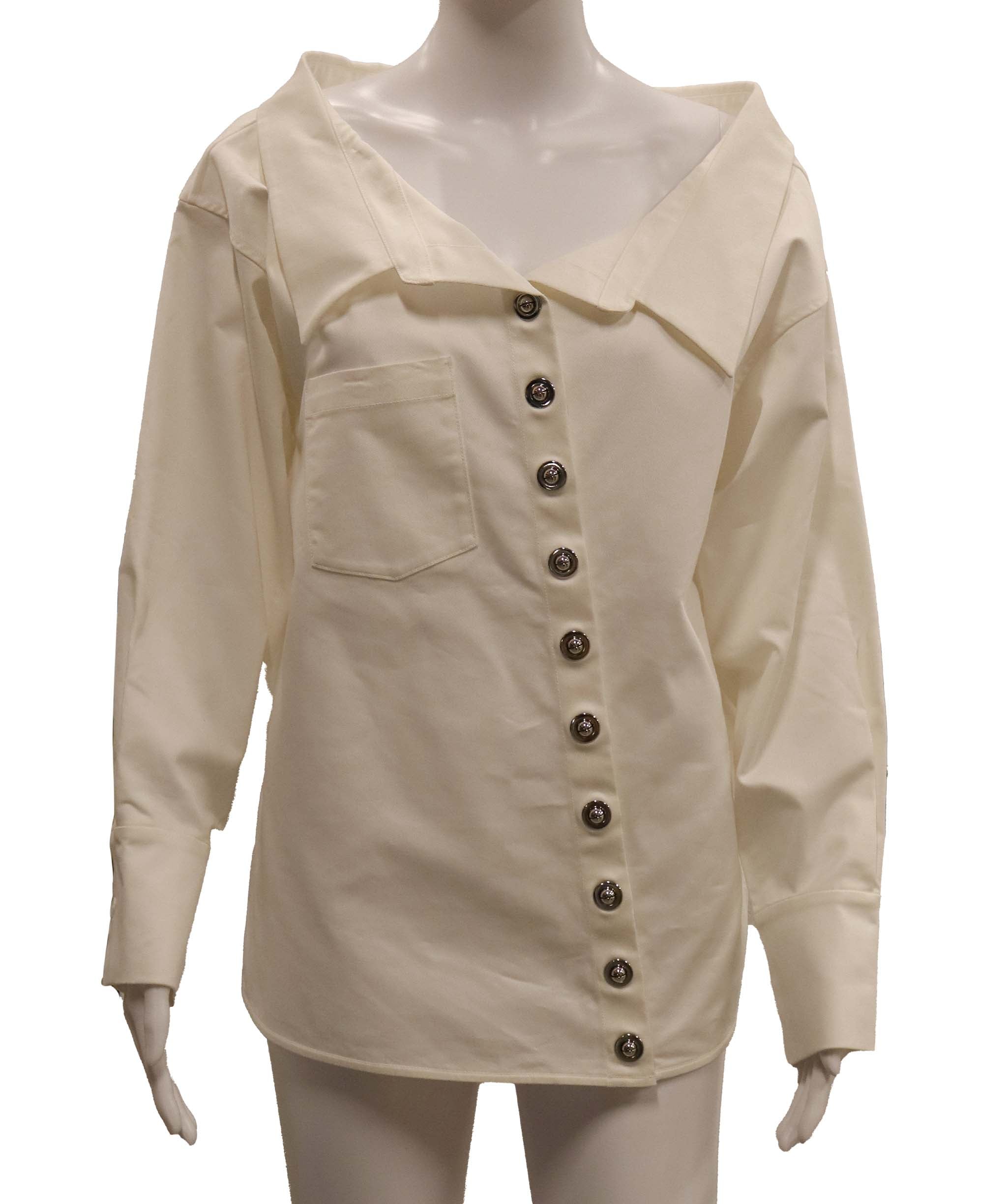 CALVINLOU Pearl Off-the-Shoulder shirt XS size DXBCS0727