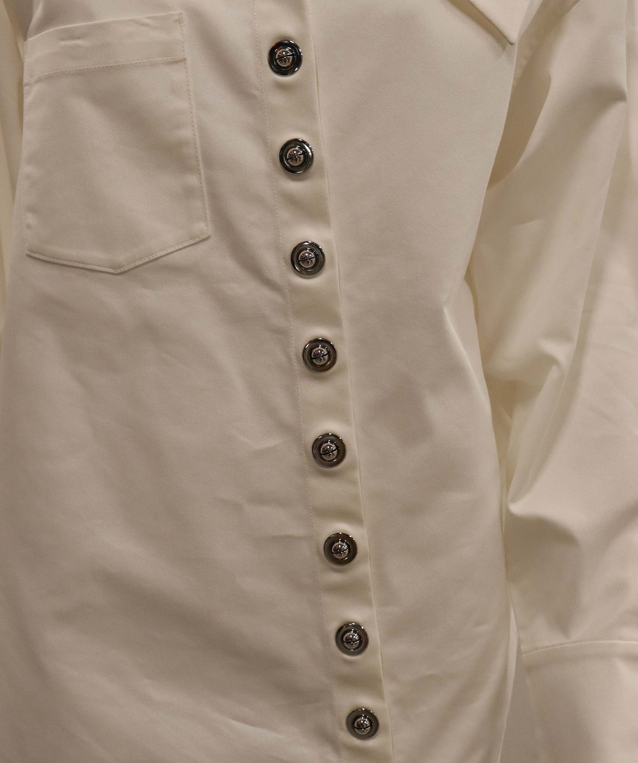 CALVINLOU Pearl Off-the-Shoulder shirt XS size DXBCS0727