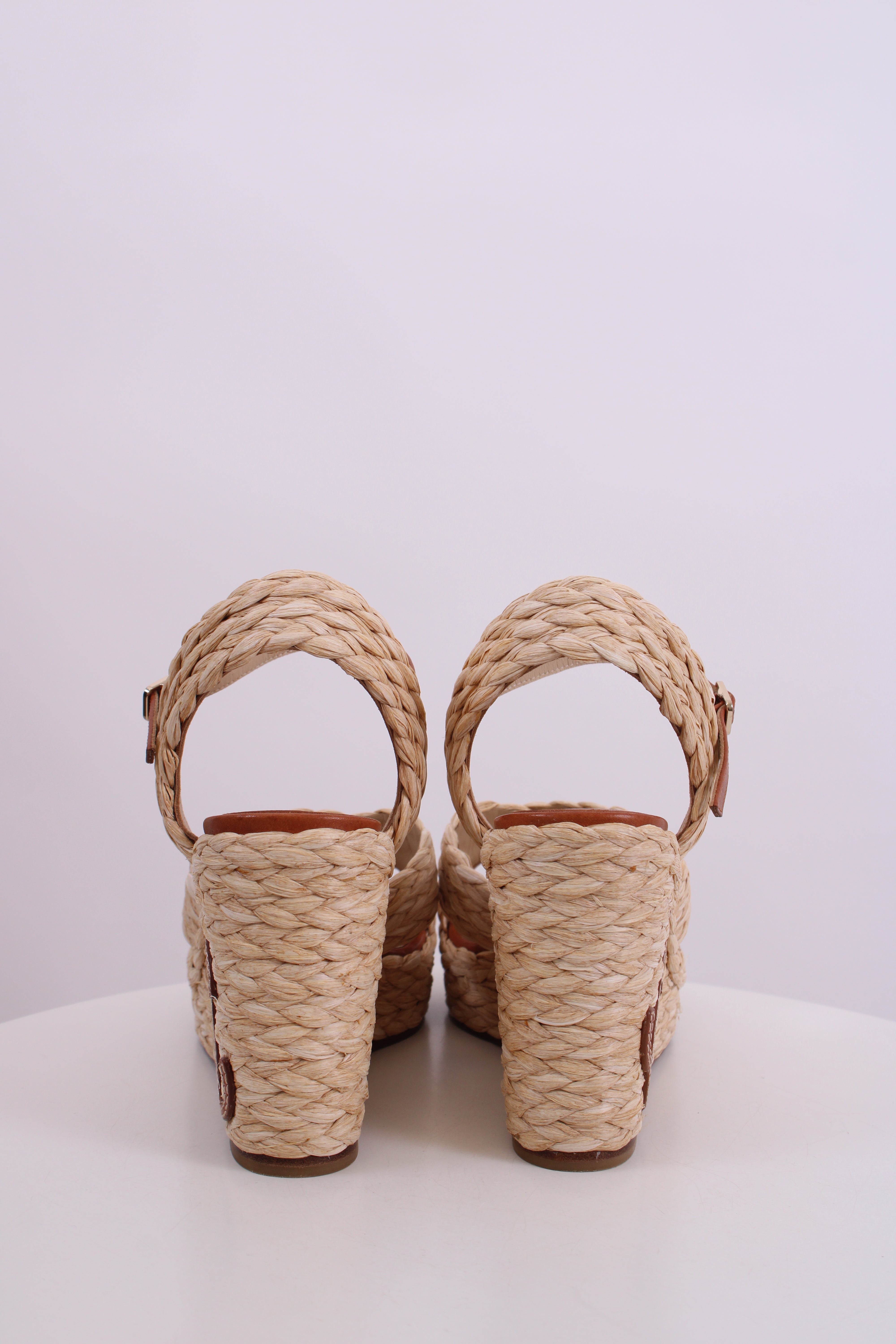 Jimmy Choo Rope Heel Wedges Tan 37.5