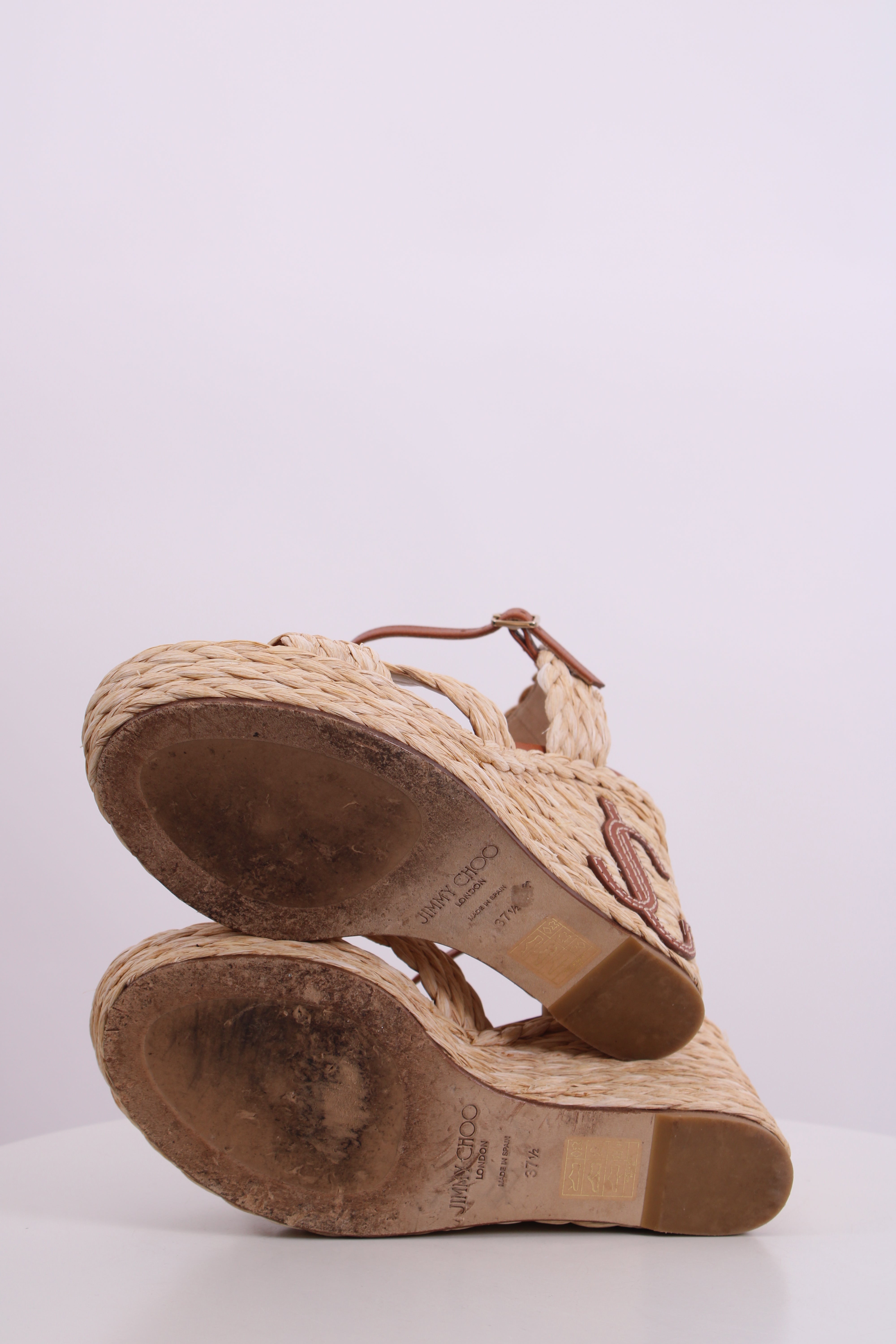 Jimmy Choo Rope Heel Wedges Tan 37.5