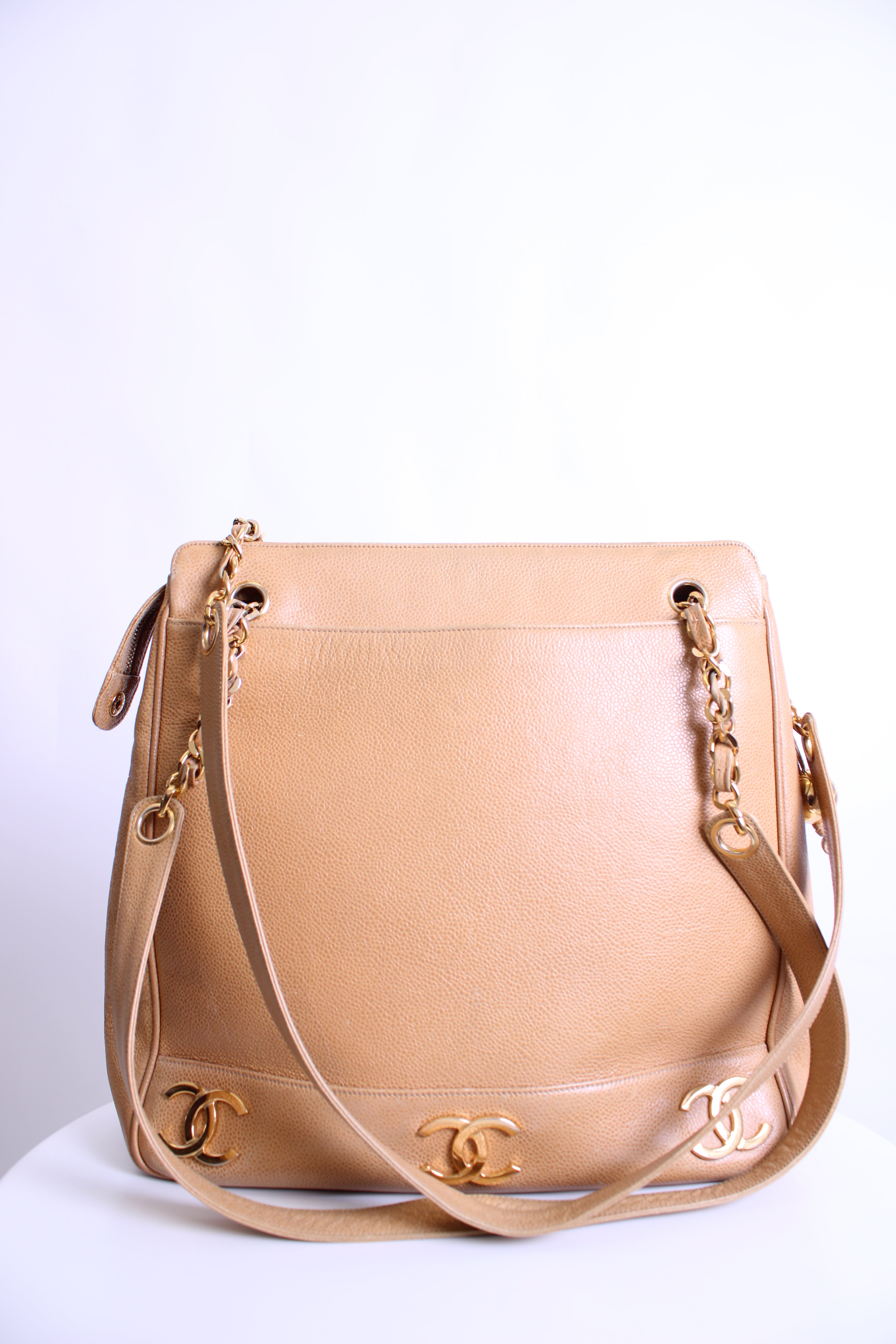 Tan Chanel Triple Coco Ball Chain