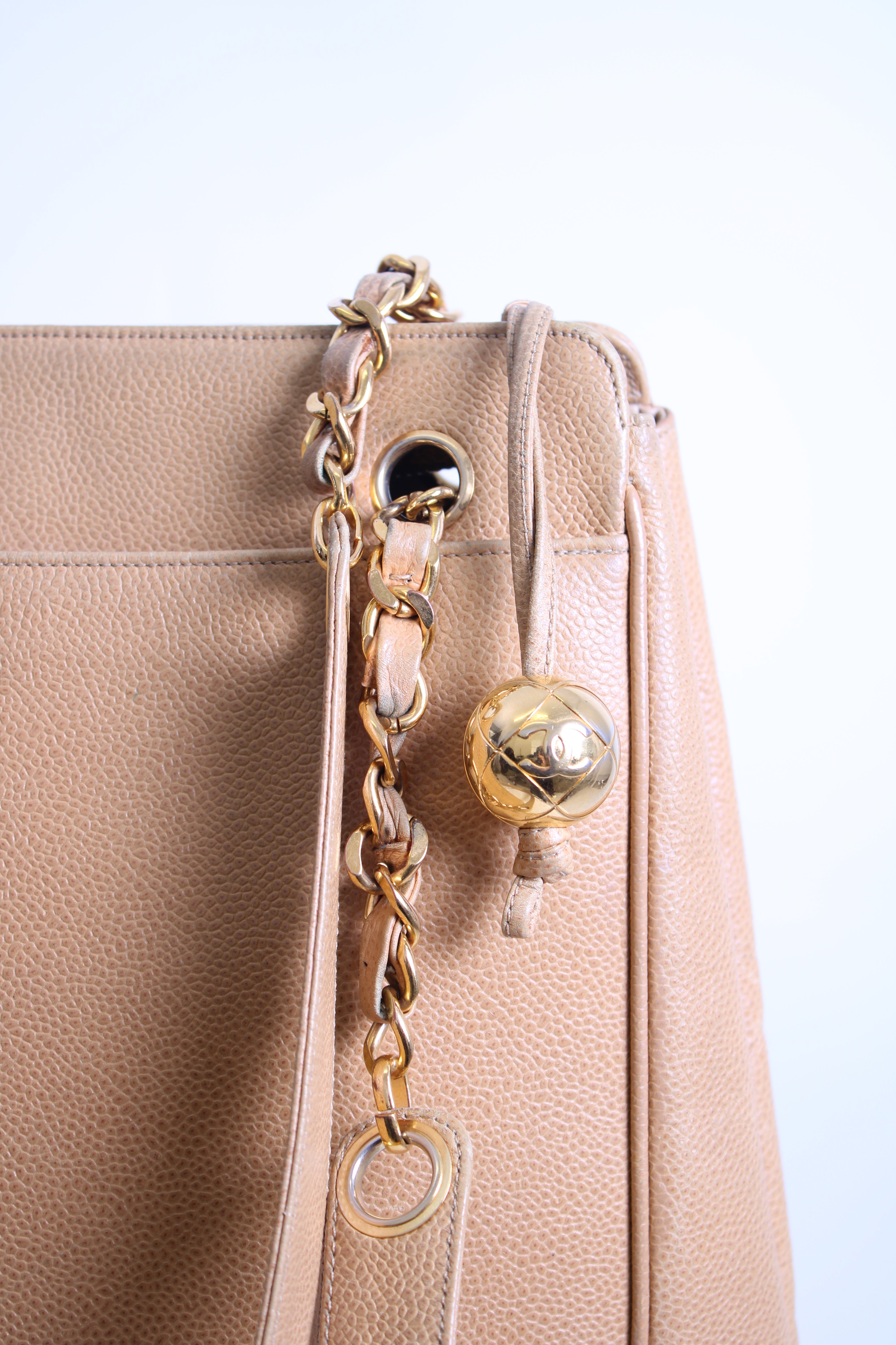 Tan Chanel Triple Coco Ball Chain
