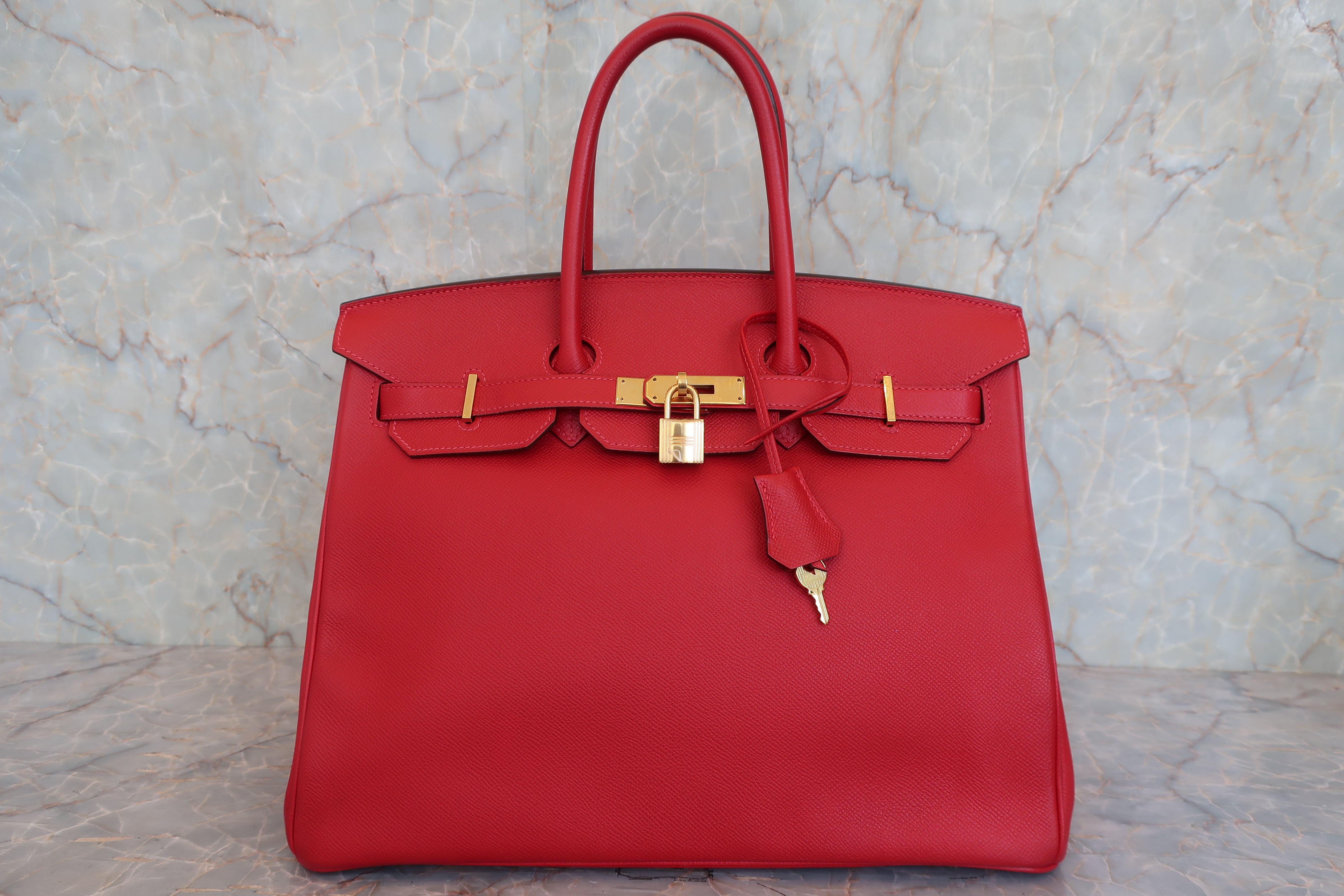 HERMES BIRKIN 35 Epsom leather Rouge casaque □R Engraving Hand bag 800050086 naeoy4oy0e
