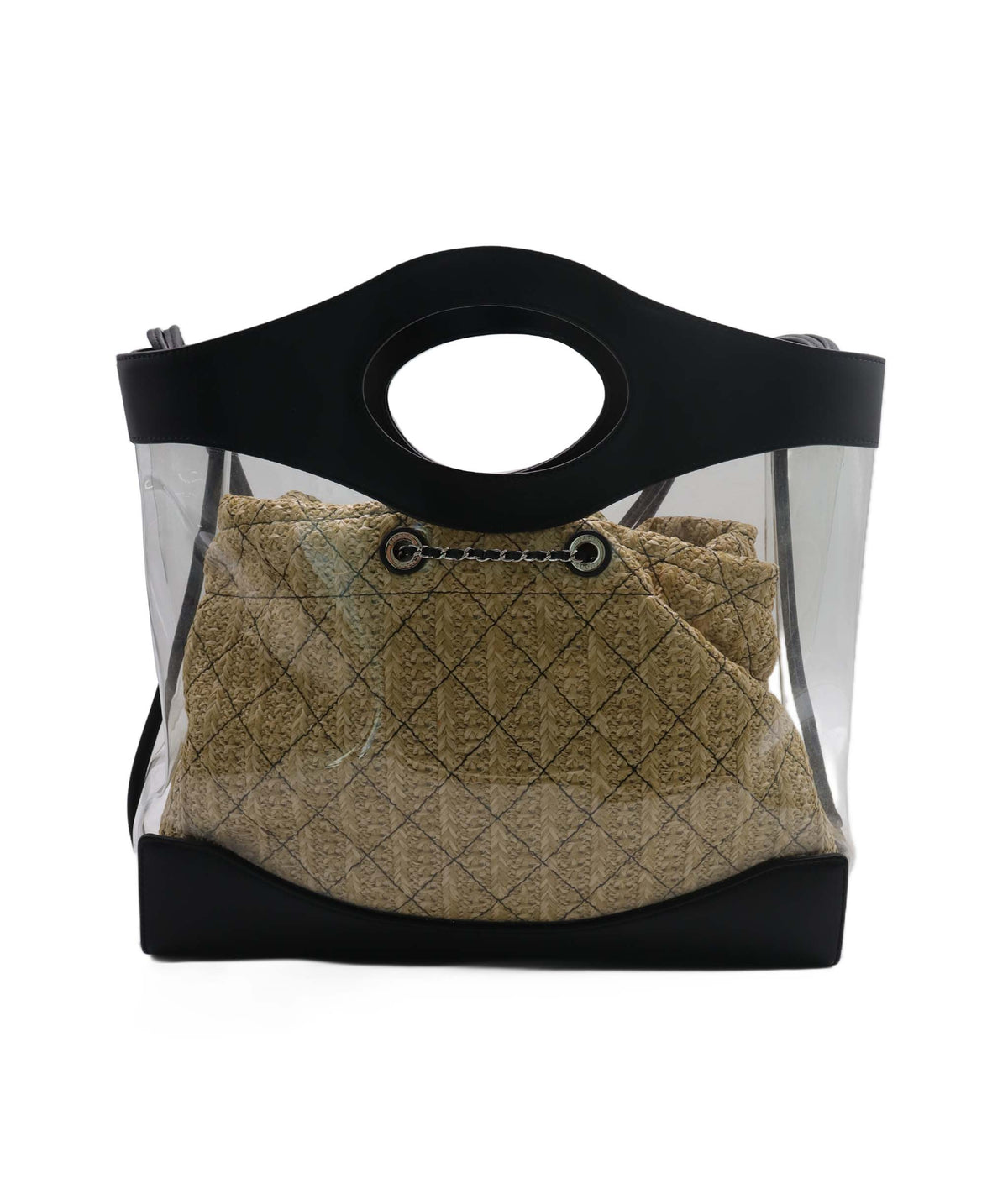 Chanel Black PVC Shopper Tote with Raffia Insert DXBK0444
