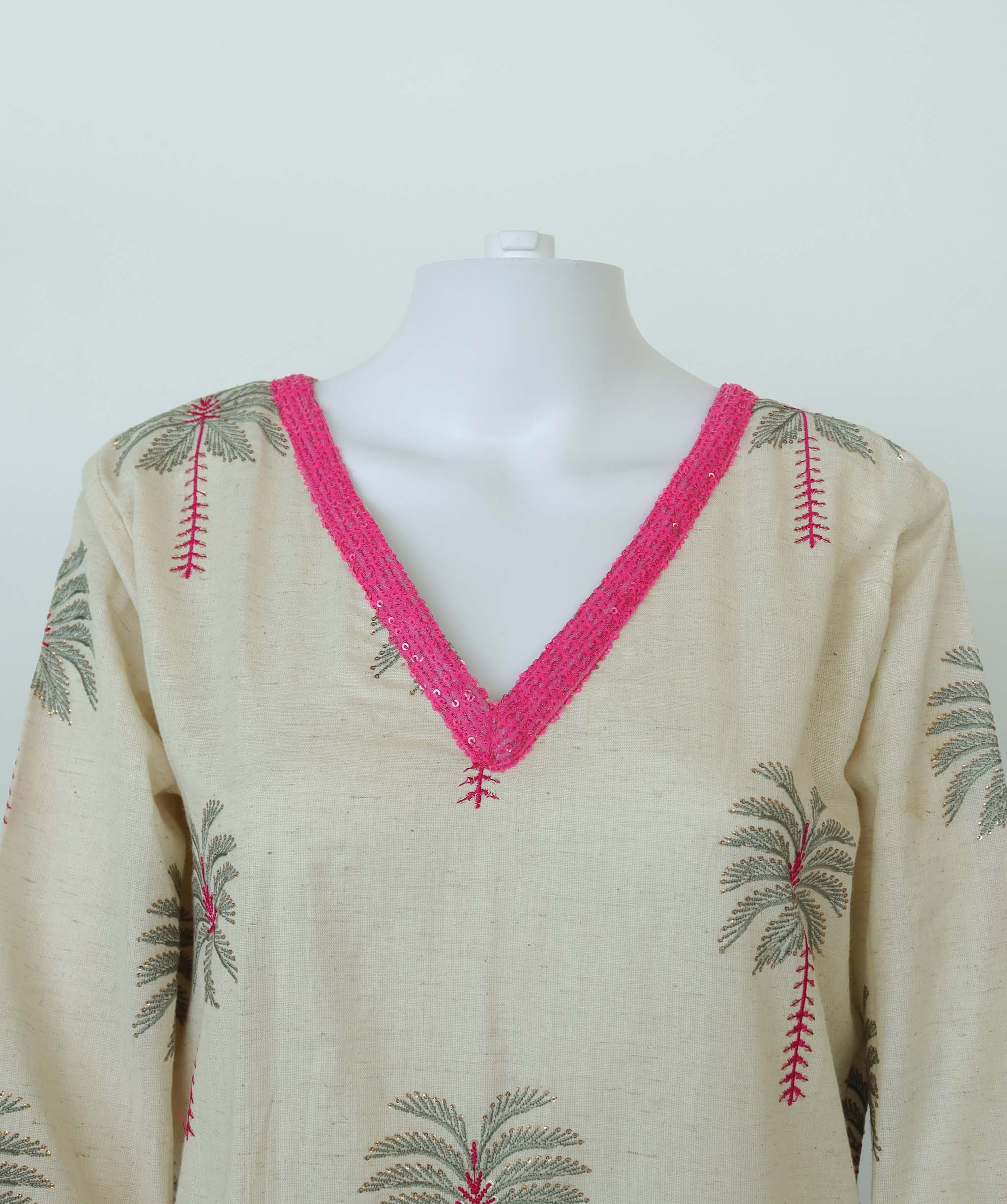 PALM TREE COTTON SHIRT DRESS PINK SIZE OS ASC7132