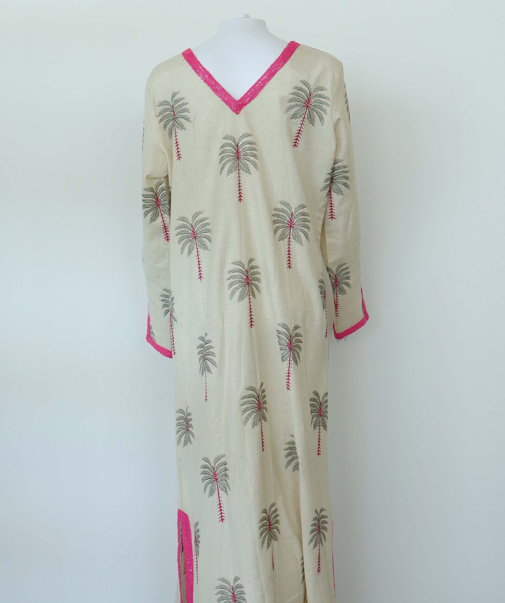 PALM TREE COTTON SHIRT DRESS PINK SIZE OS ASC7132