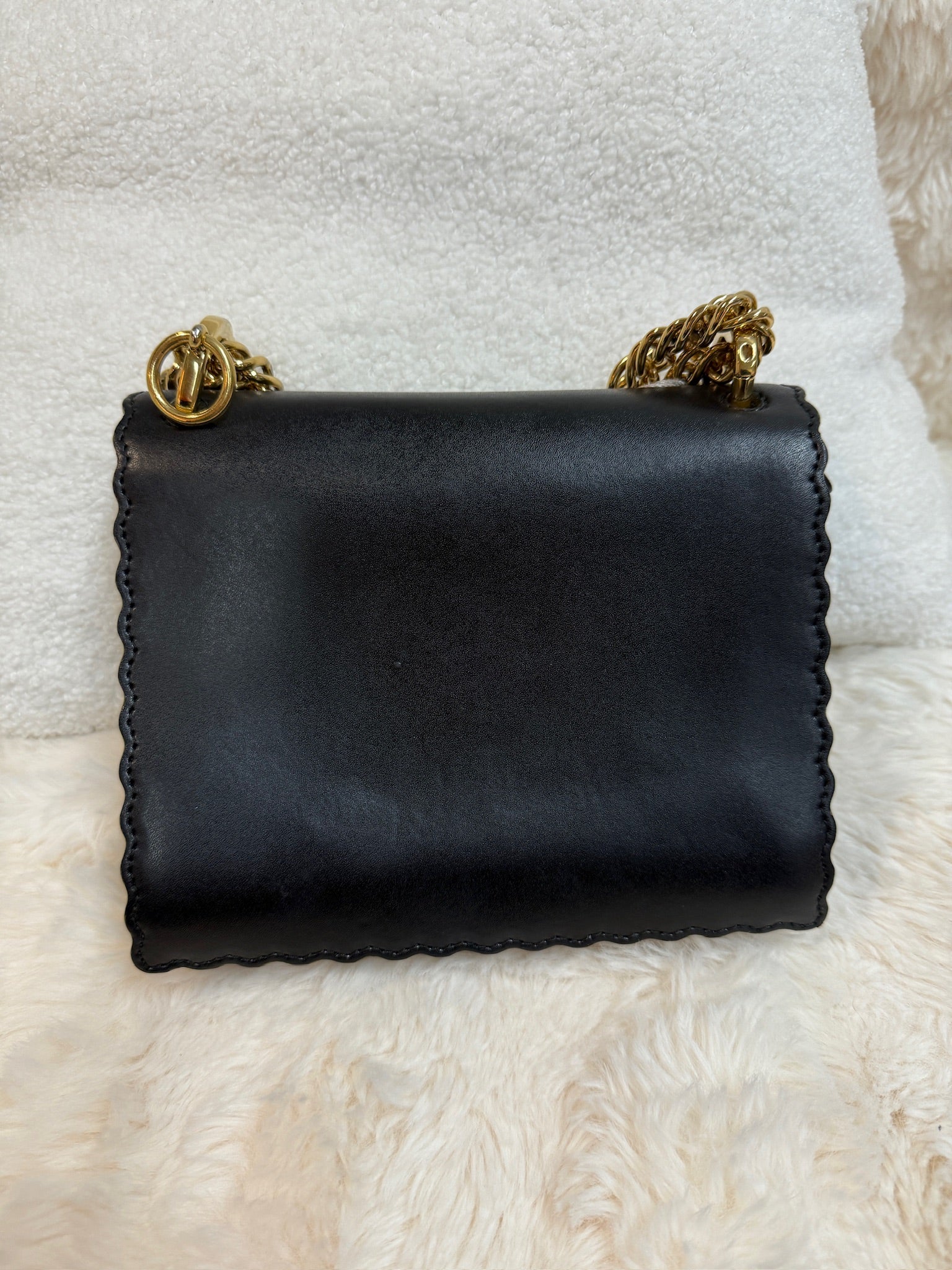 Fendi Kan I Leather Chain Bag – Black with Gold Hardware