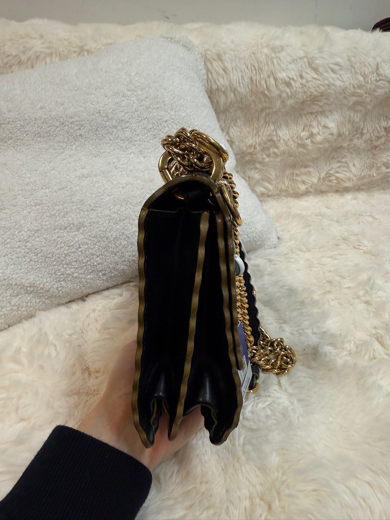Fendi Kan I Leather Chain Bag – Black with Gold Hardware