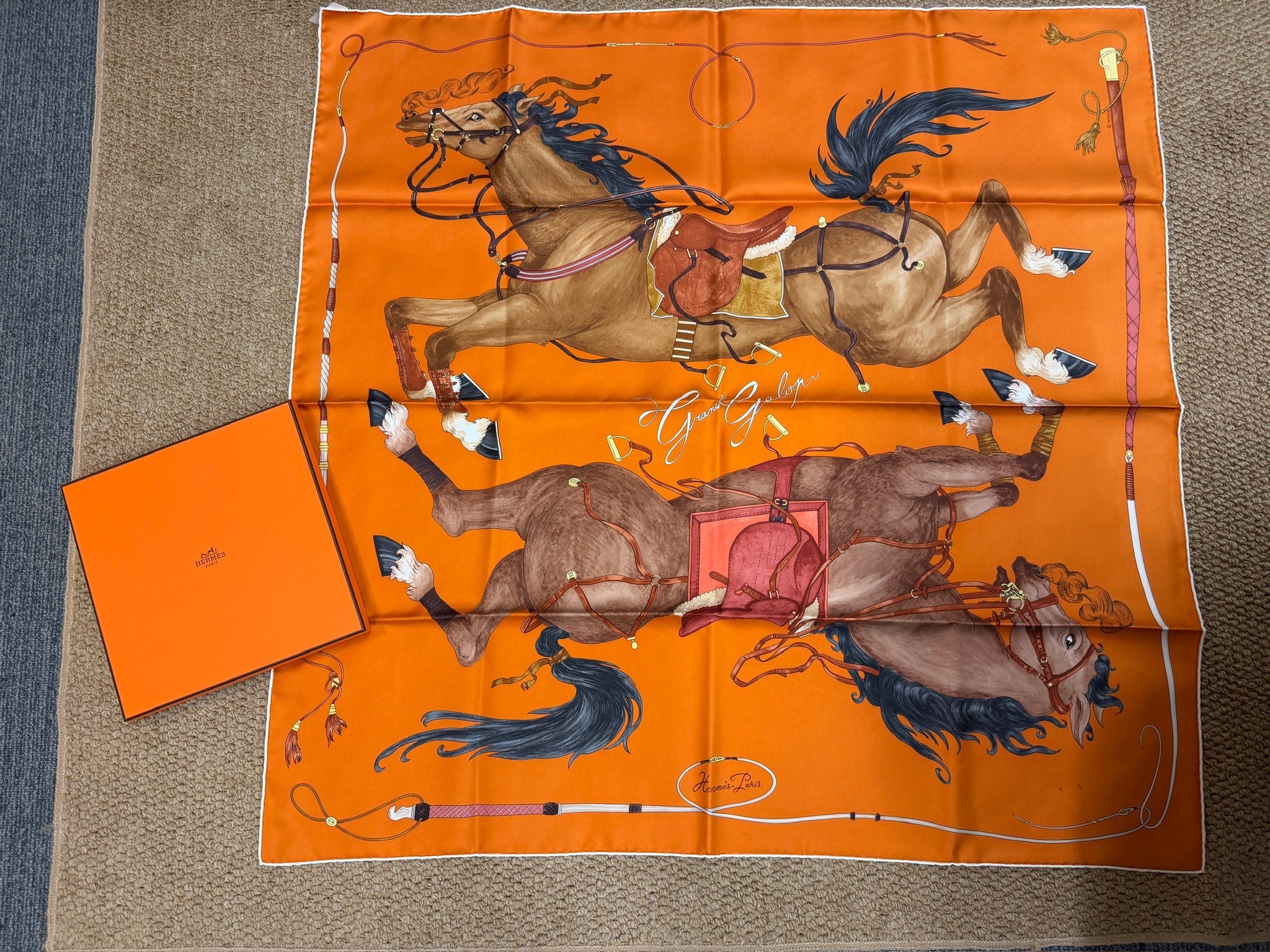 Hermès “Grand Galop” Silk Scarf (Carré 90) - New with box