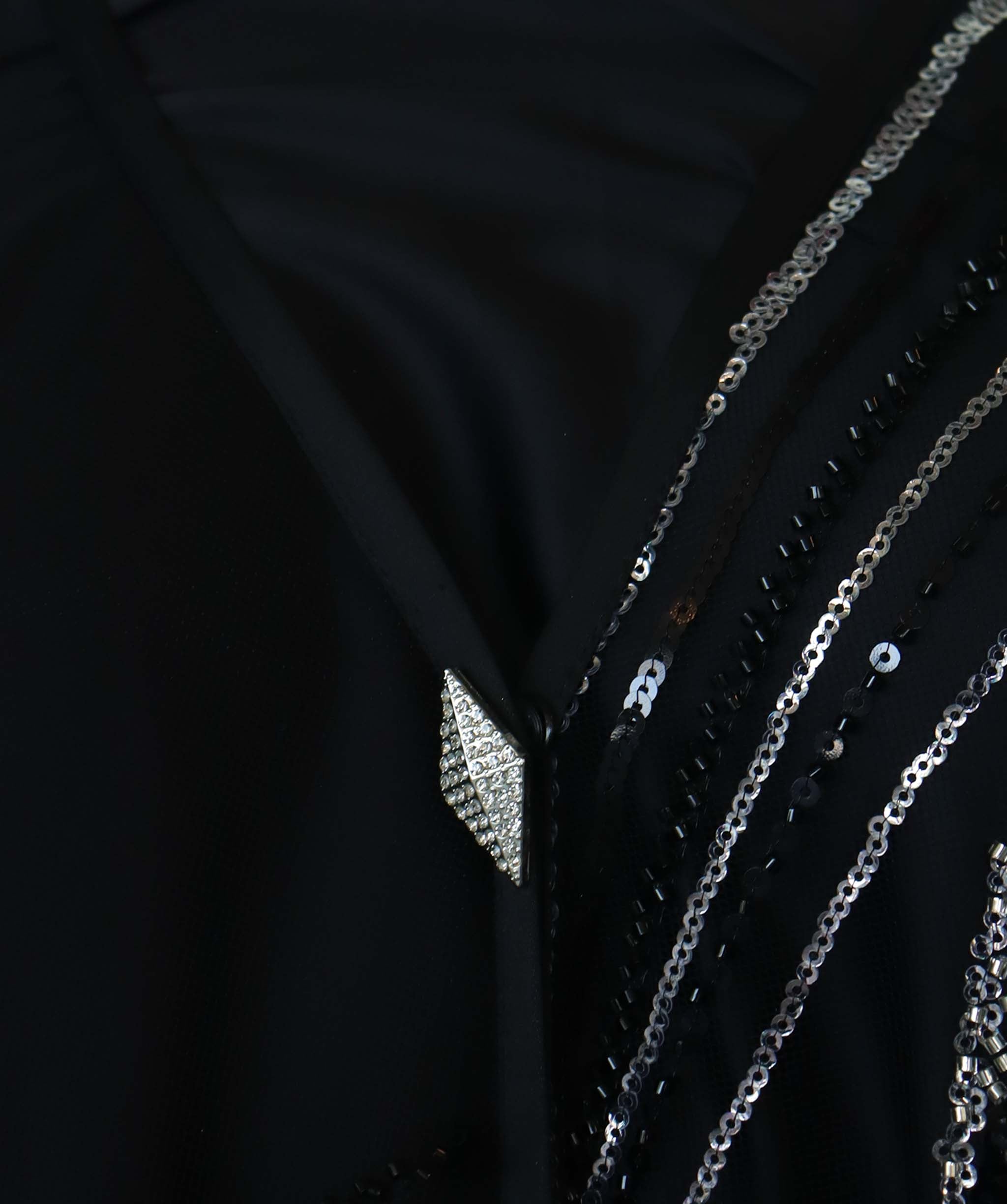 EMPRESS KAFTAN BLACK/SILVER BLACK/BRONZE FLOWER SIZE OS ASC7067