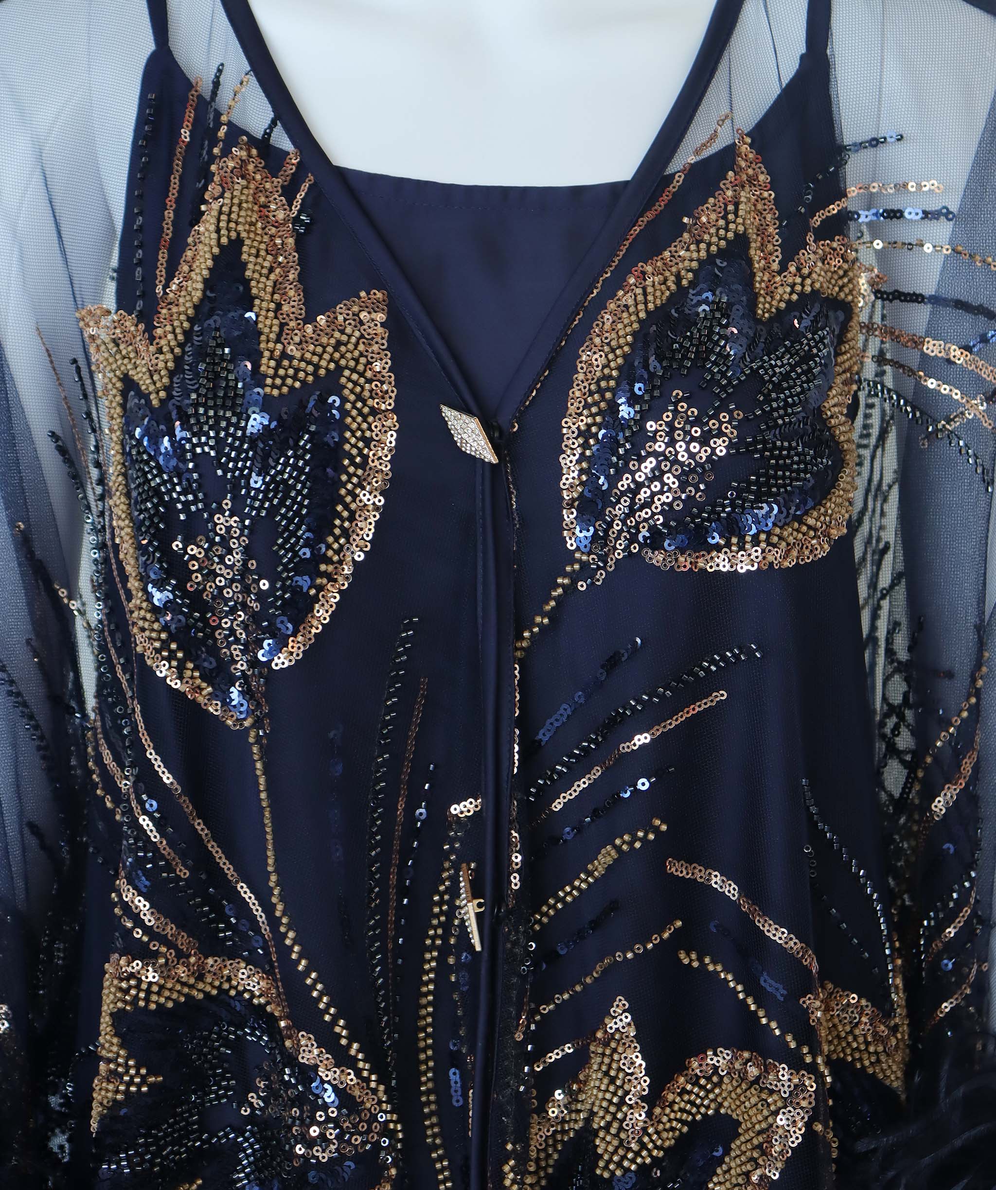 EMPRESS KAFTAN BLUE/GOLD FEATHER SIZE OS ASC7072