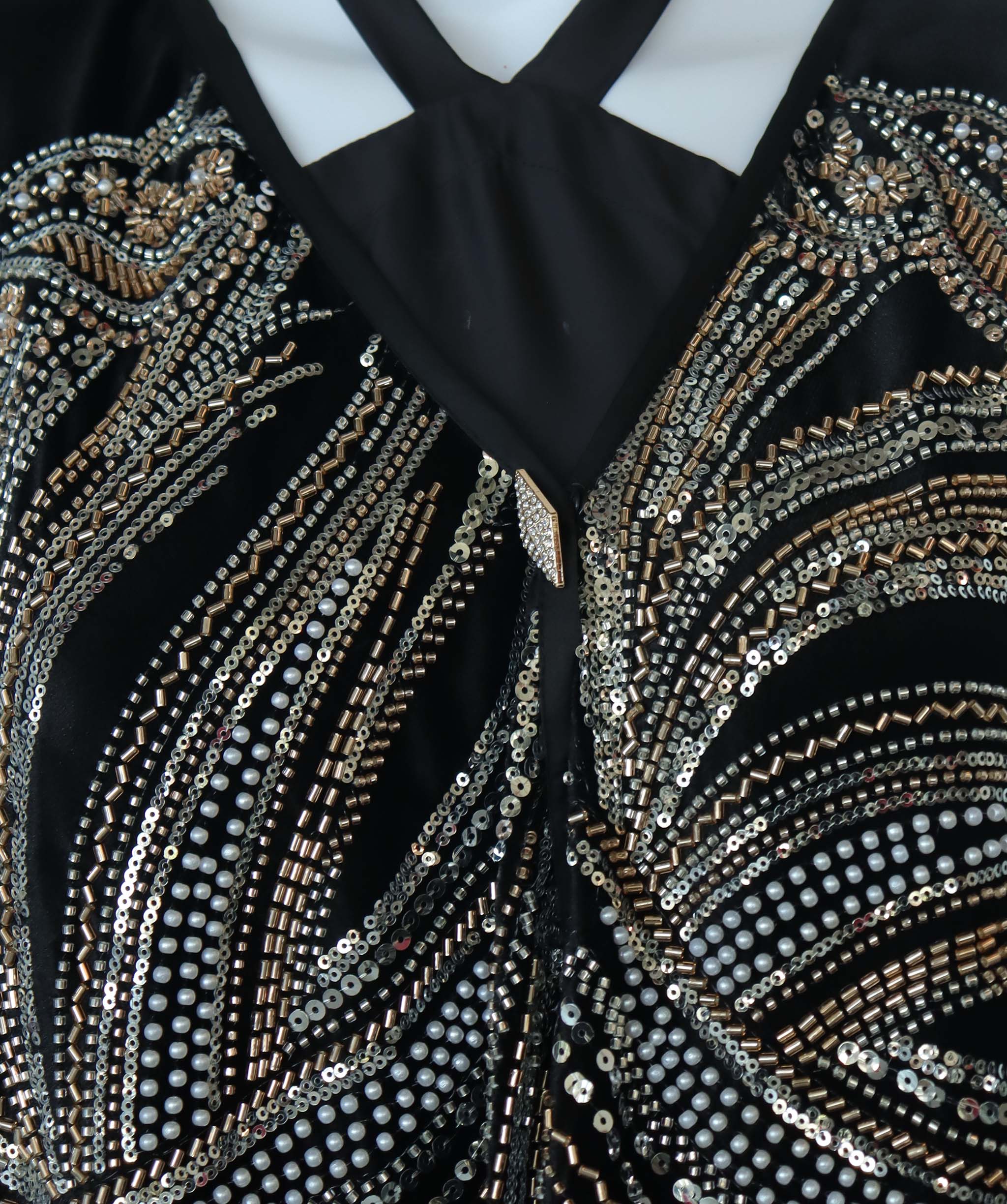 EMPRESS KAFTAN VELVET BLACK/SILVER SIZE OS ASC7071
