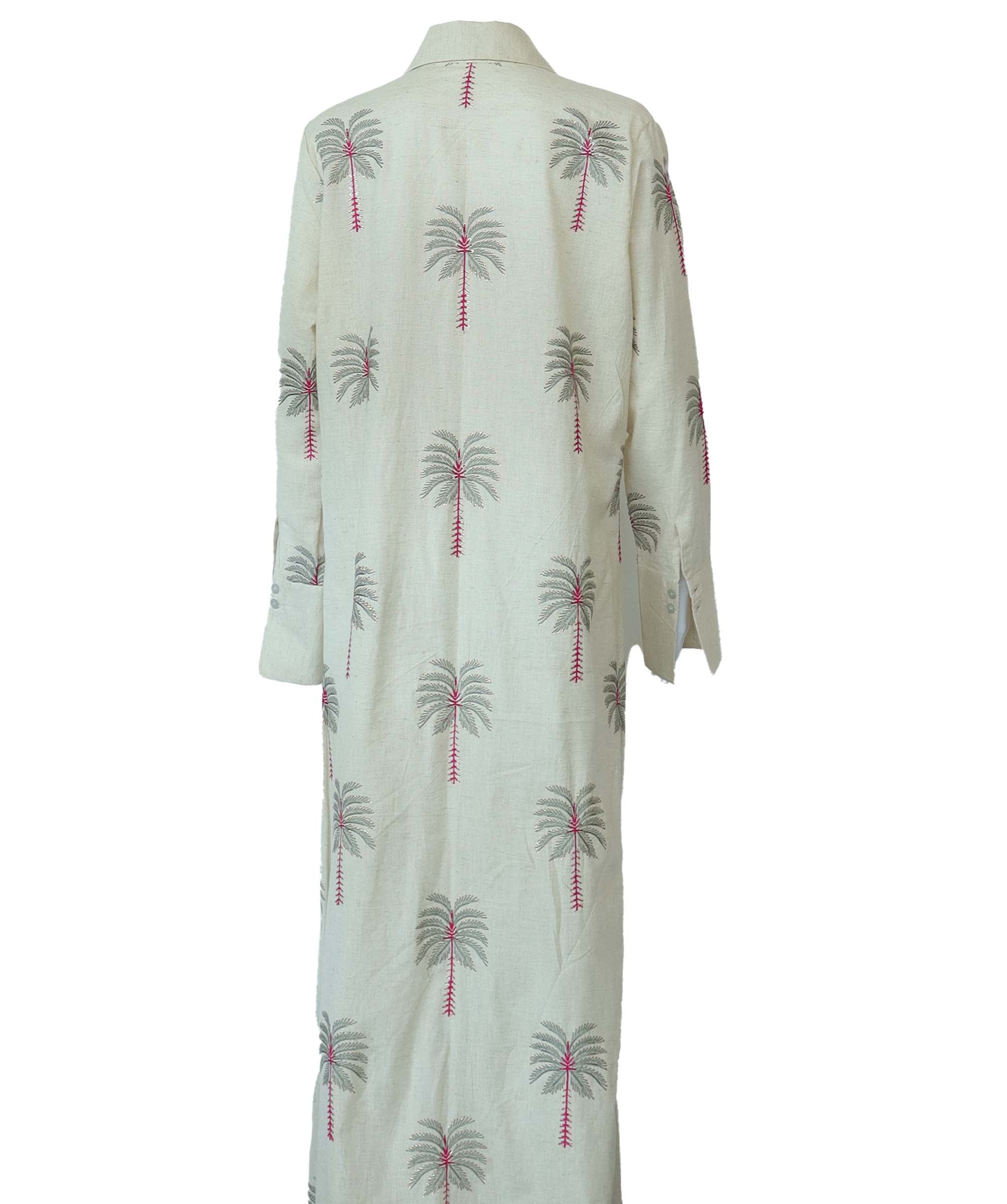PALM TREE COTTON SHIRT DRESS SIZE OS ASC7131