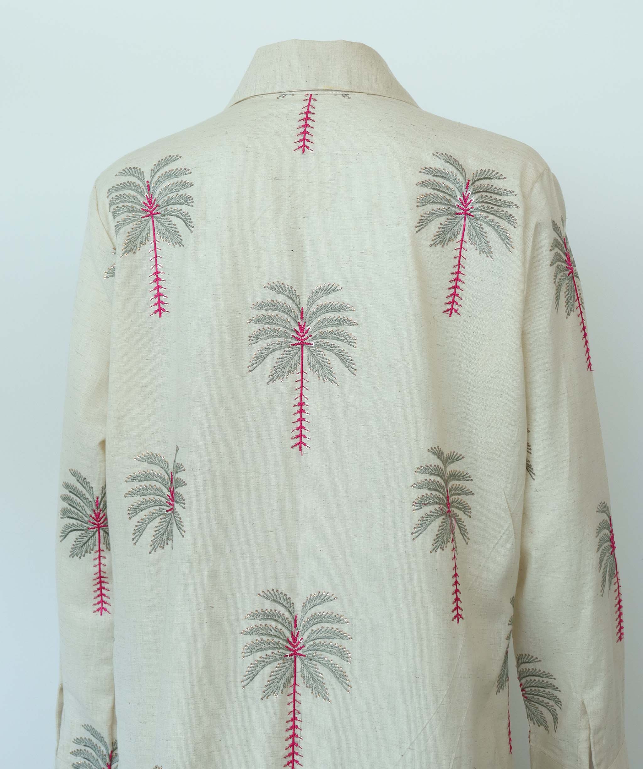 PALM TREE COTTON SHIRT DRESS SIZE OS ASC7131
