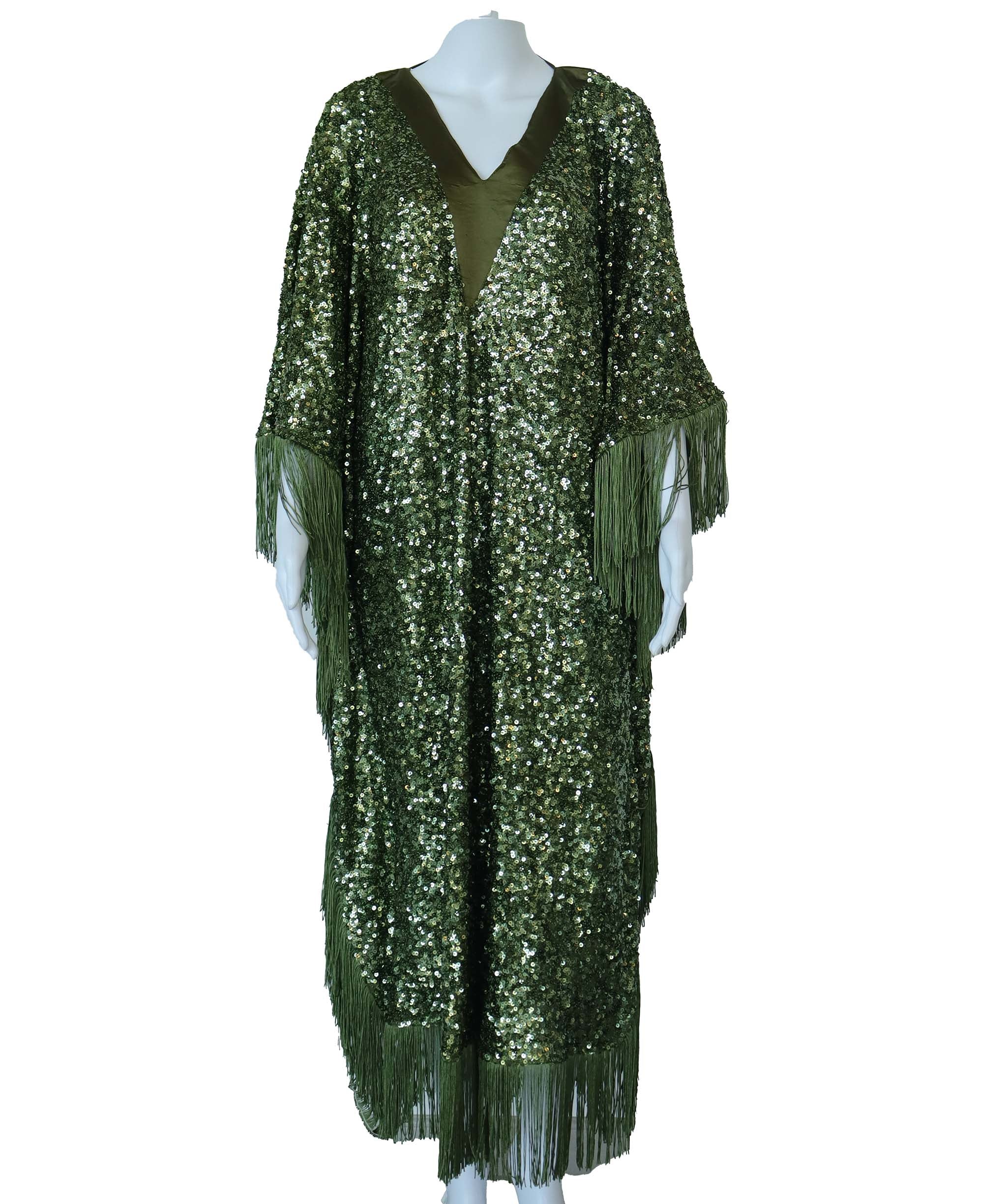 FAMOUS DRESS SIZE OS NAVY GREEN ASC7239