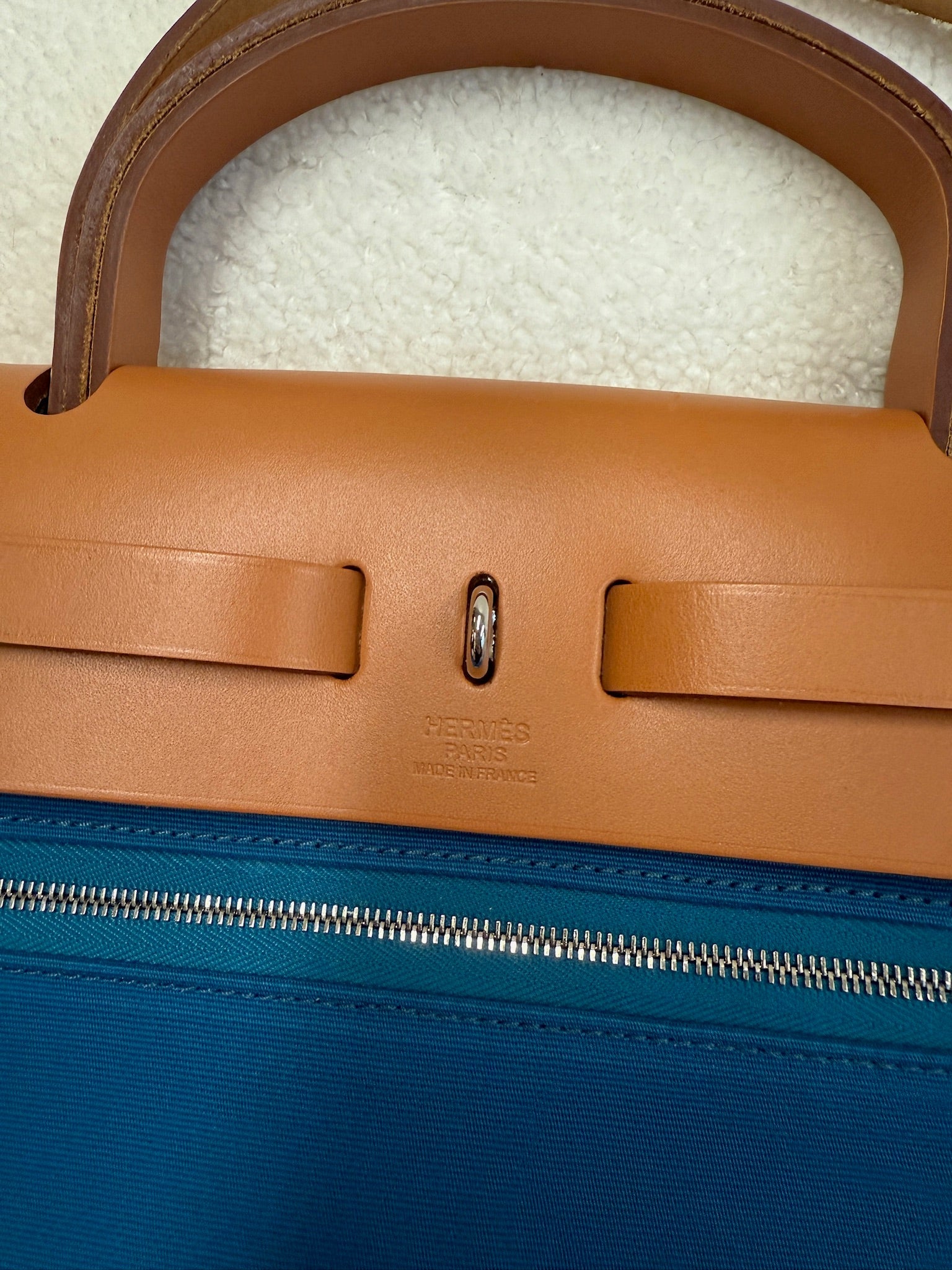 Hermès Herbag – Blue Canvas & Leather