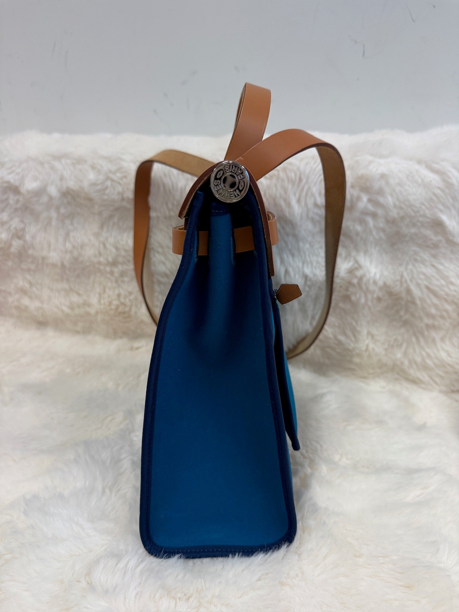 Hermès Herbag – Blue Canvas & Leather