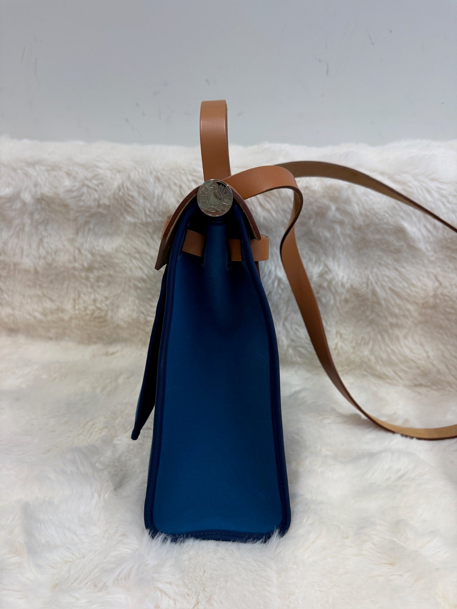 Hermès Herbag – Blue Canvas & Leather