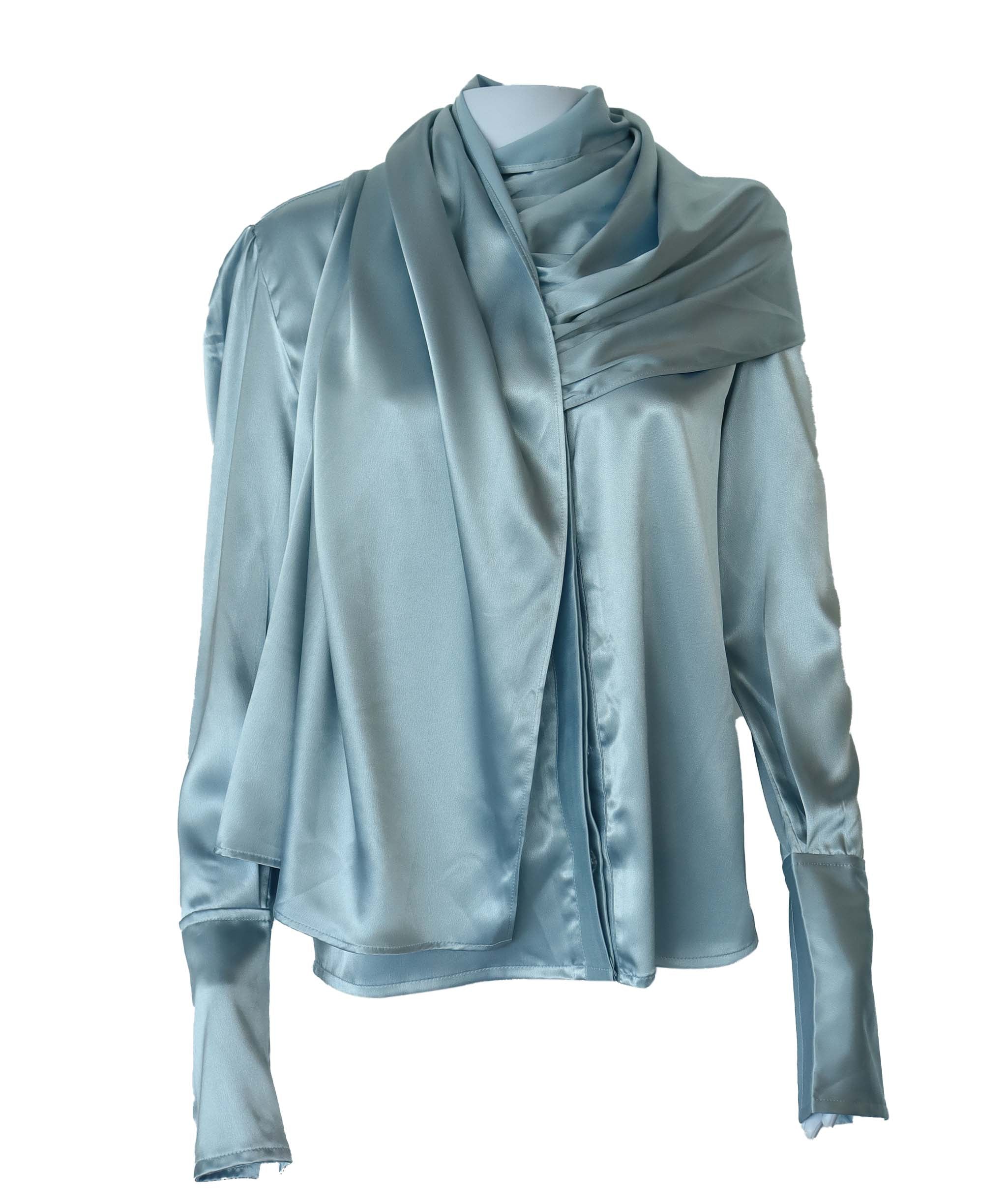 TIMELESS SCARF BLOUSE BLUE SIZE S/M ASC7103