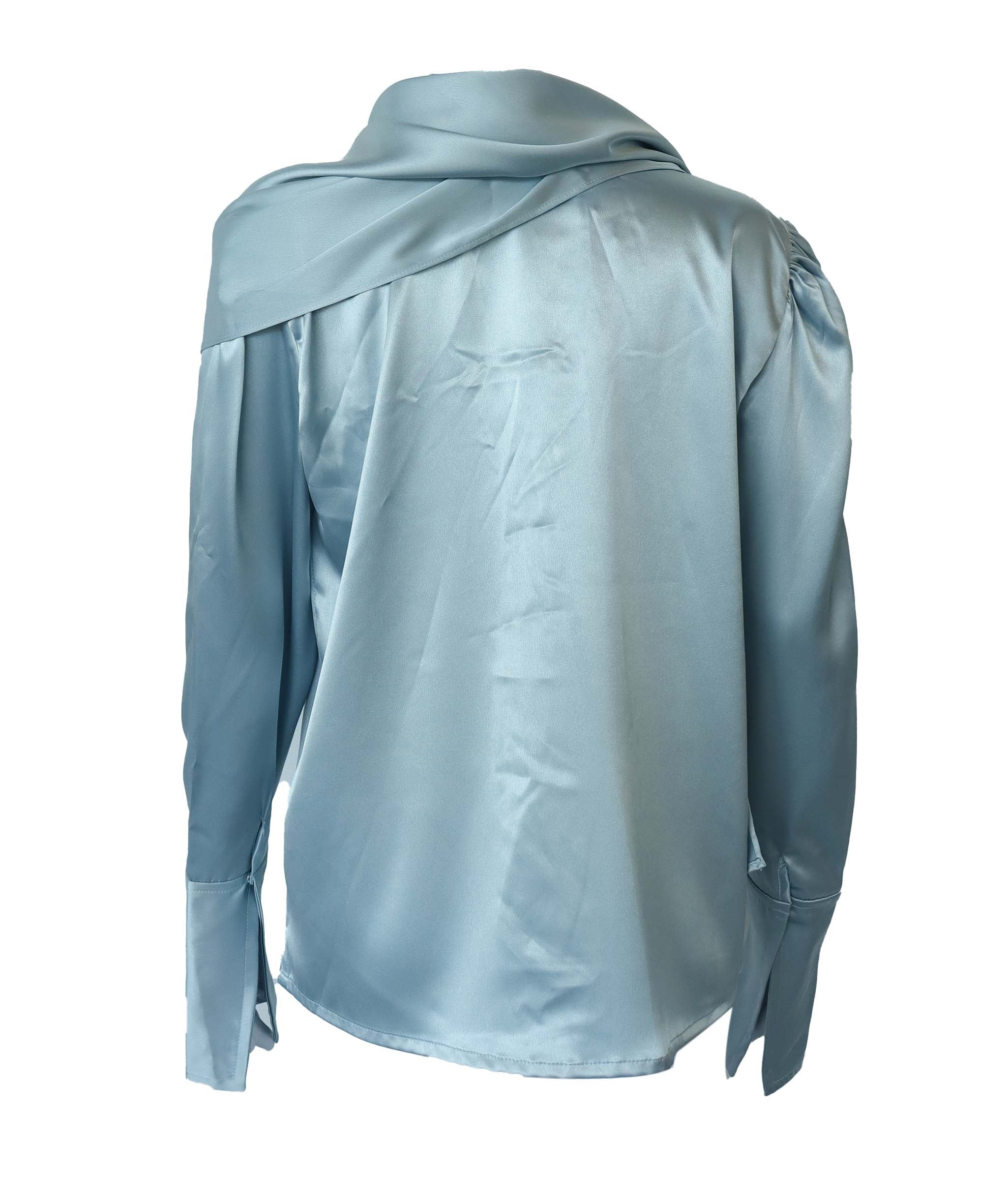 TIMELESS SCARF BLOUSE BLUE SIZE S/M ASC7103